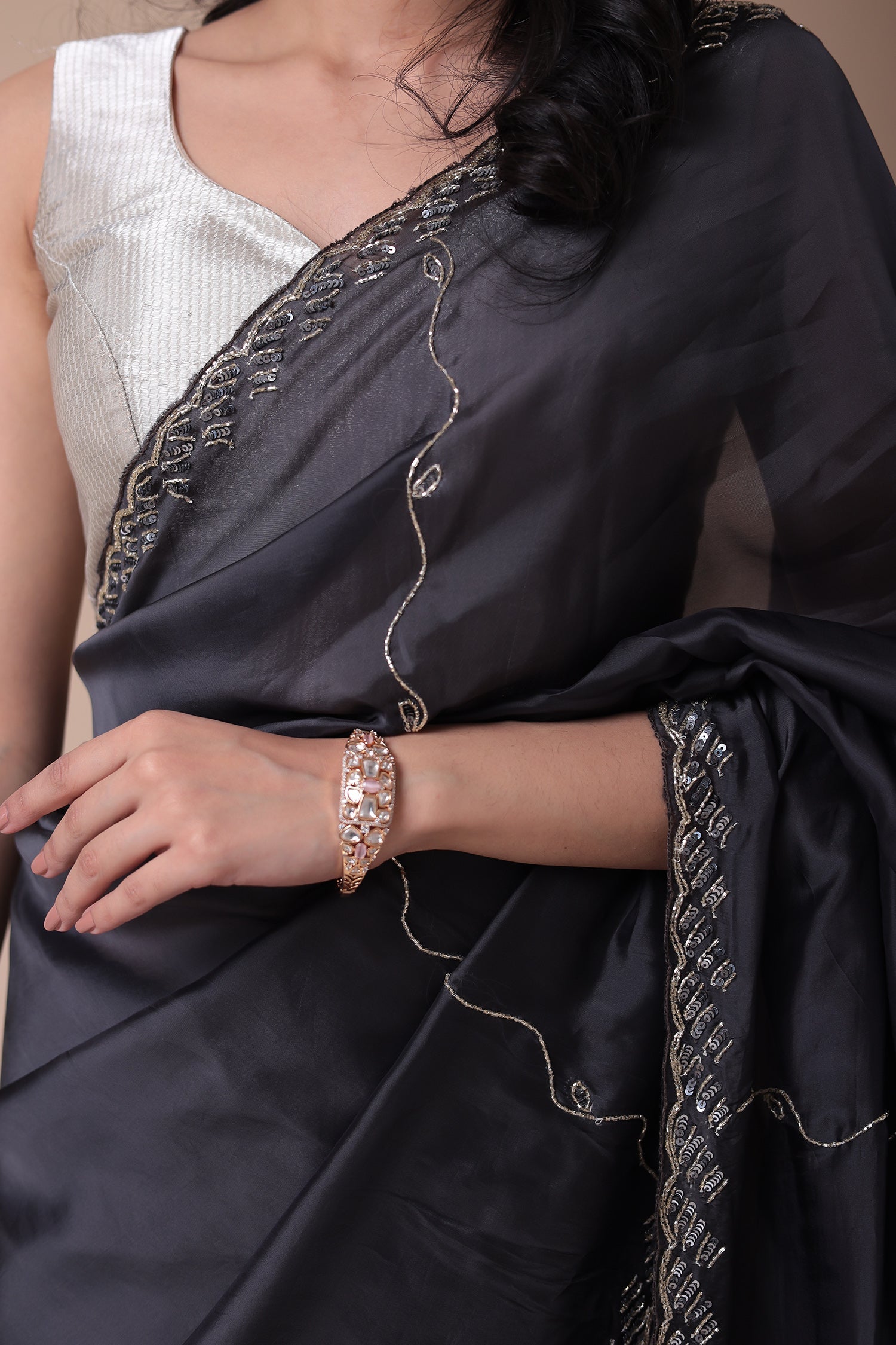 Silk Blend Saree with Cutdana and Sequins work