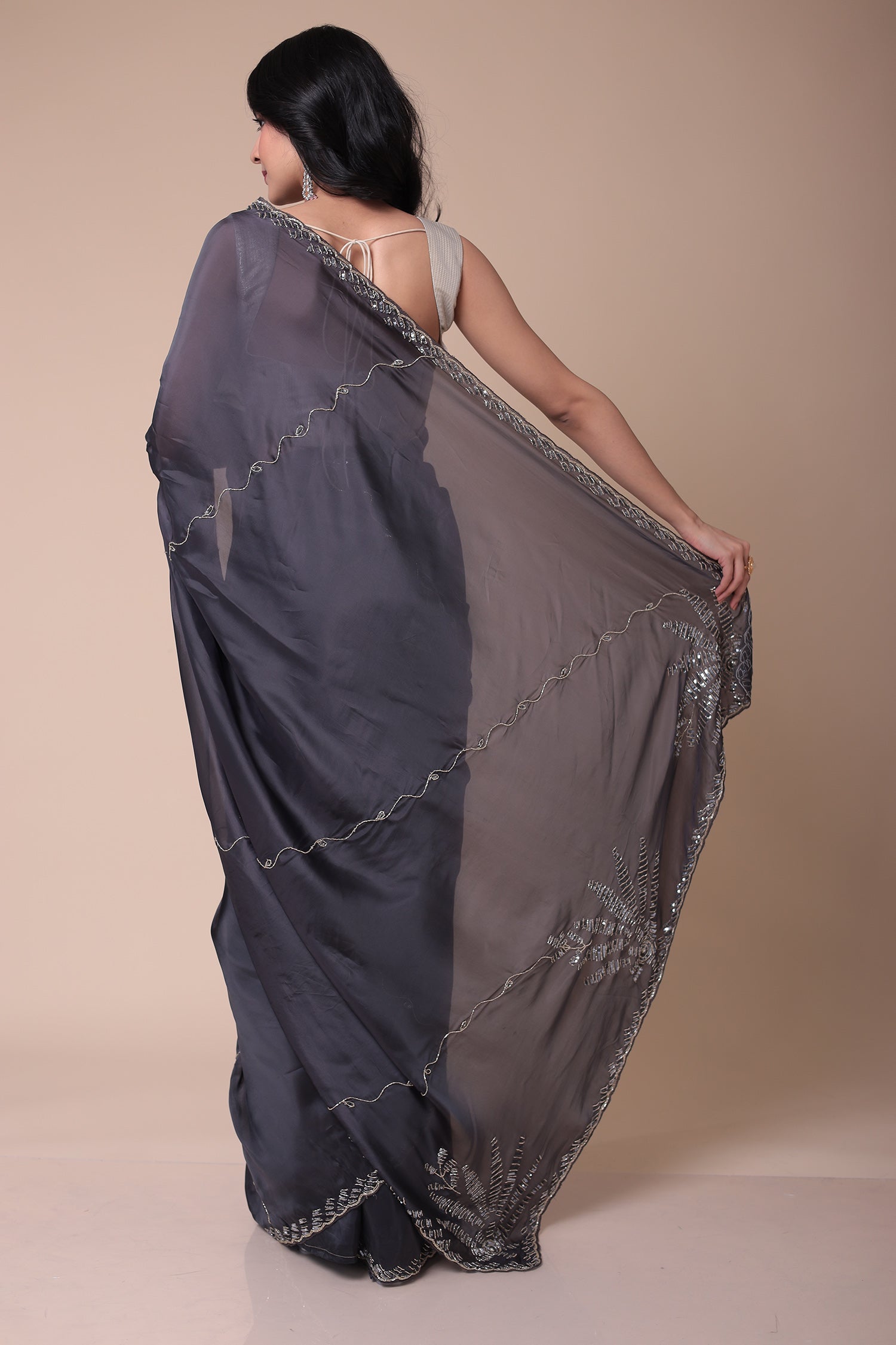 Silk Blend Saree with Cutdana and Sequins work