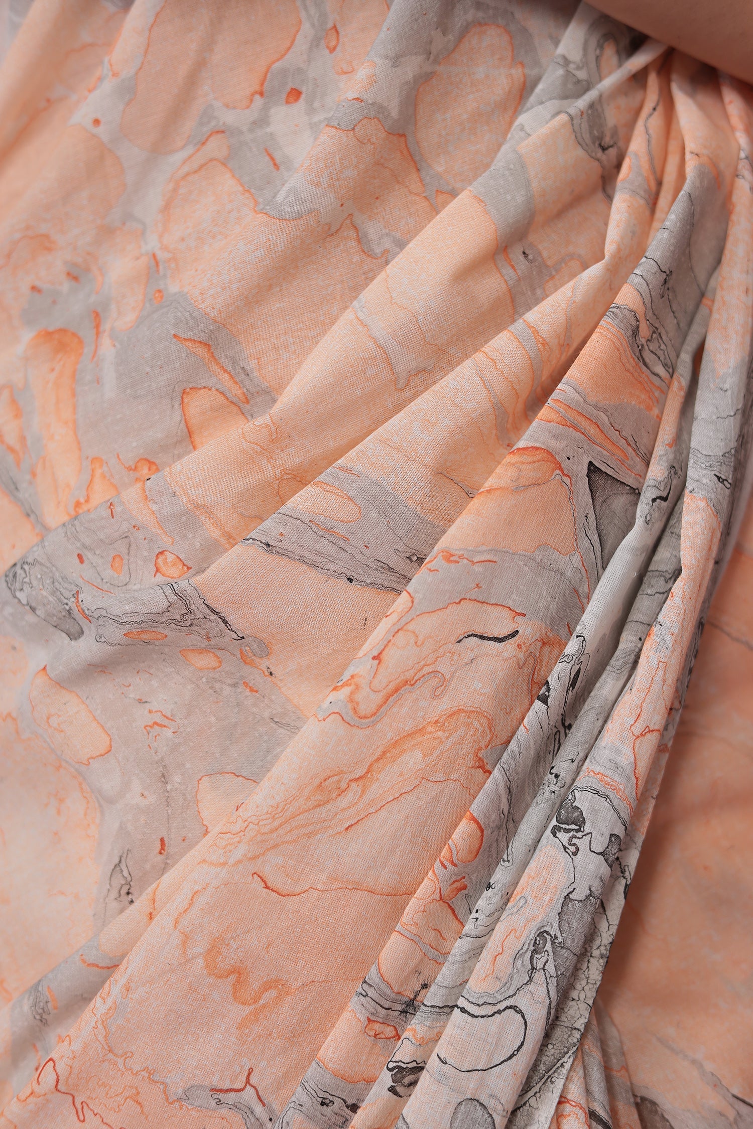 Mulmul Cotton Saree with Marble print