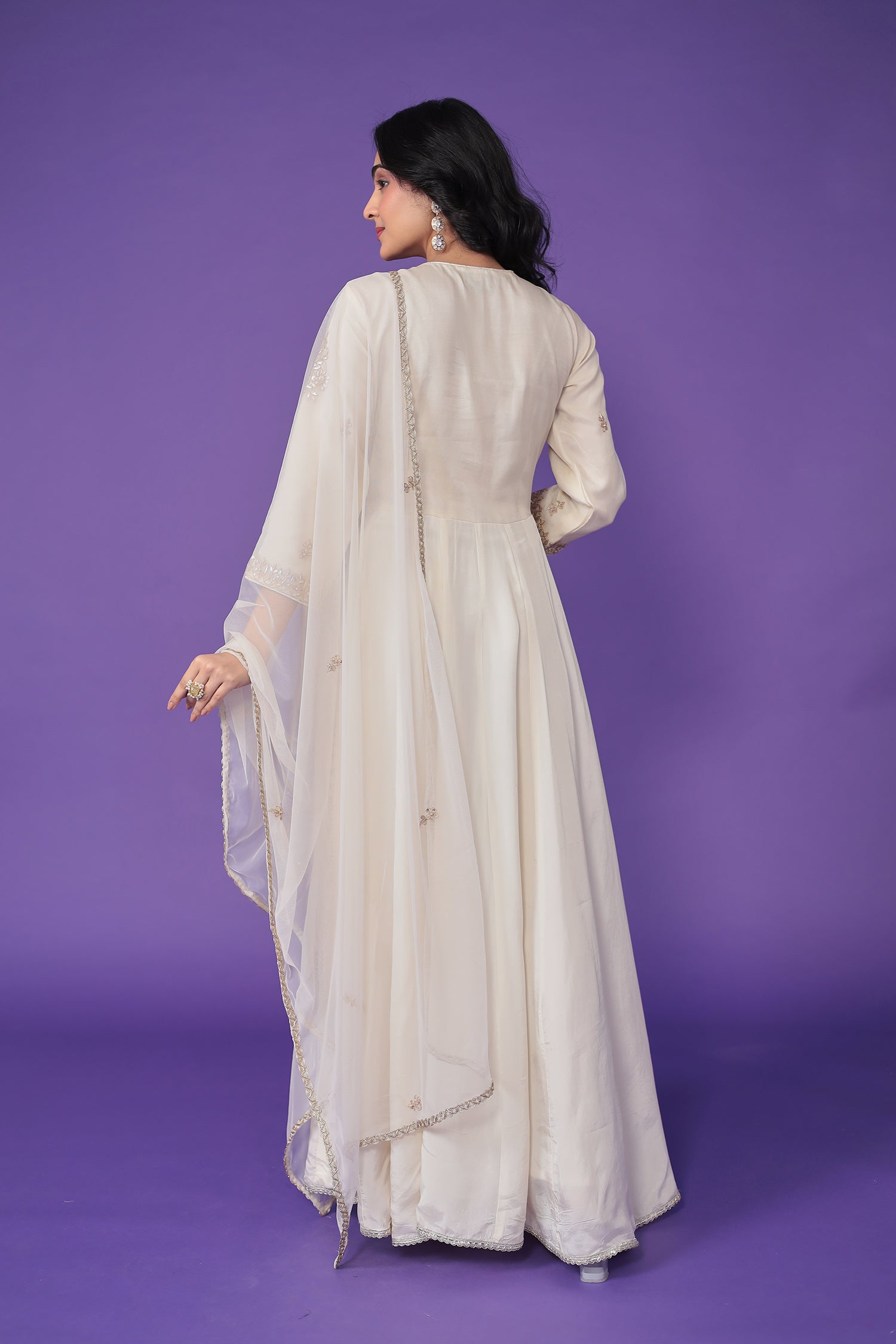 Organza Suit Embroidered with Dori and Gota Patti work