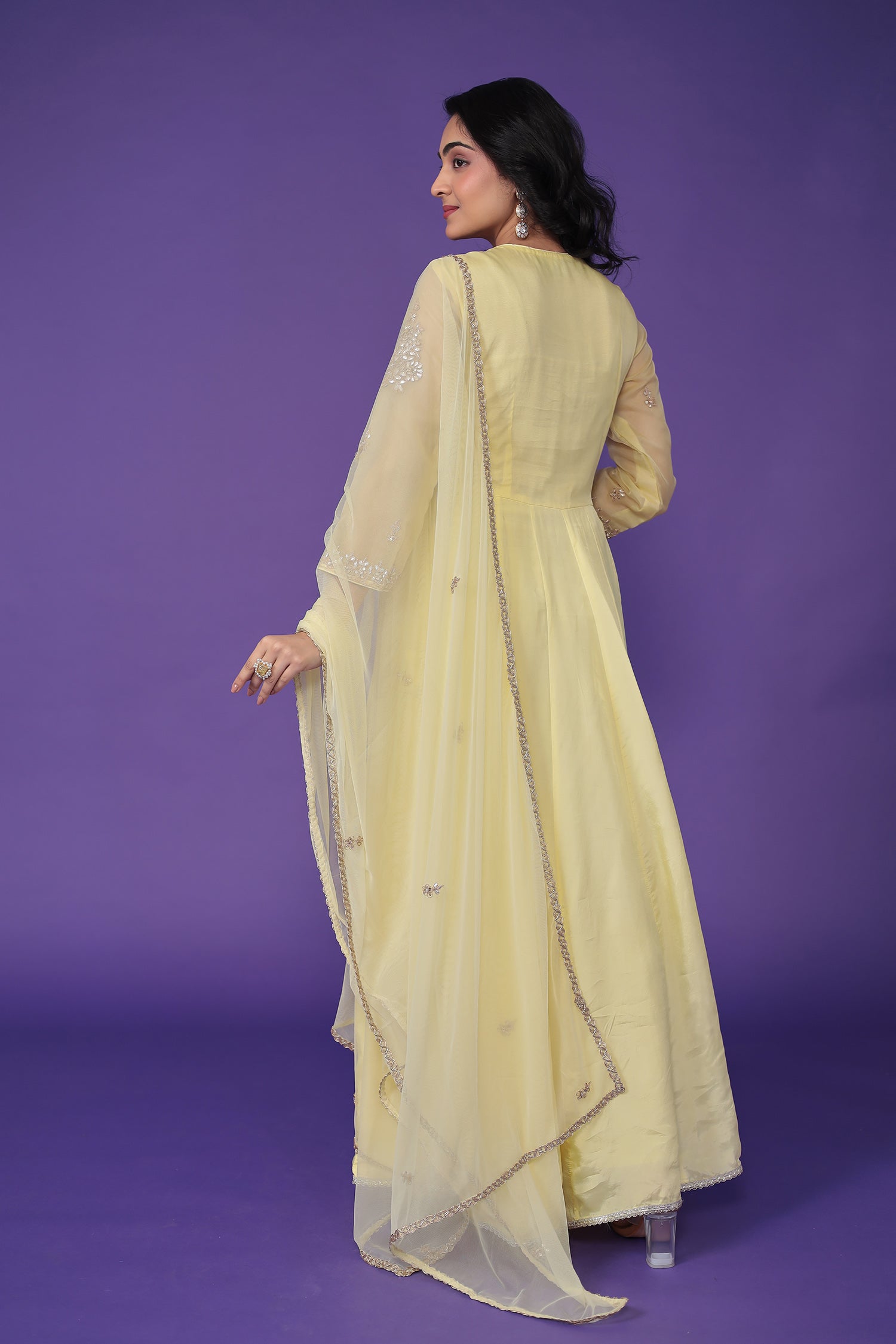 Organza Suit Embroidered with Dori and Gota Patti work