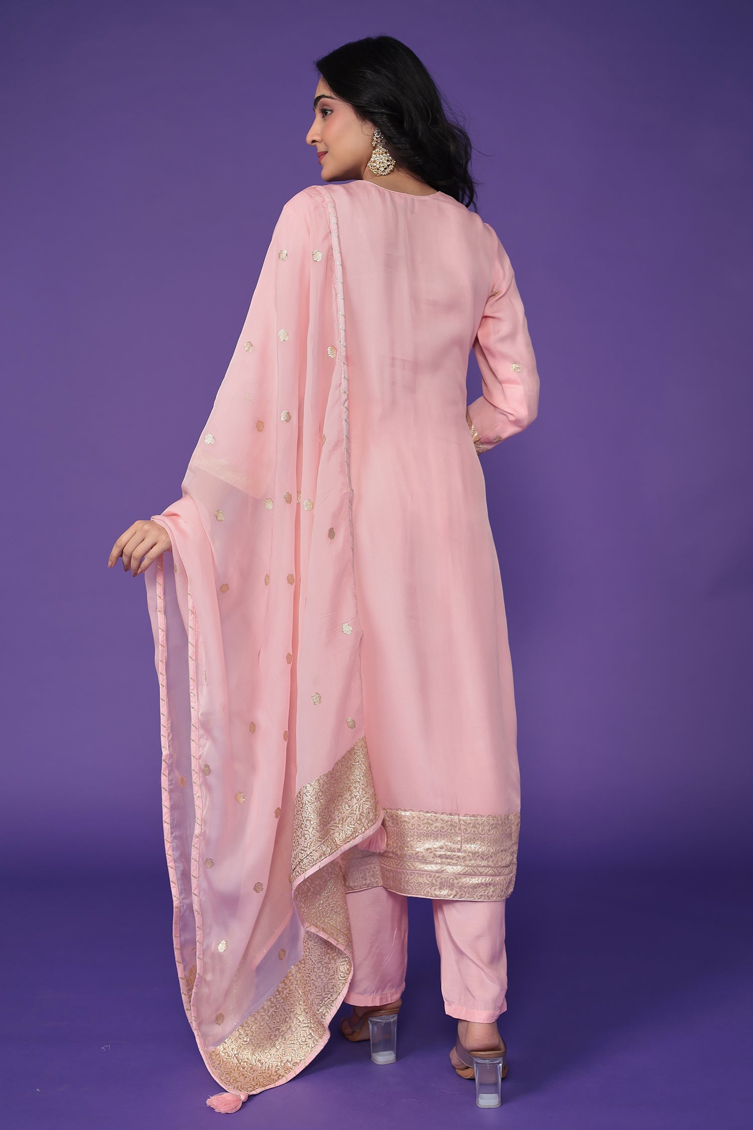 Handloom Organza Suit with Zardozi work