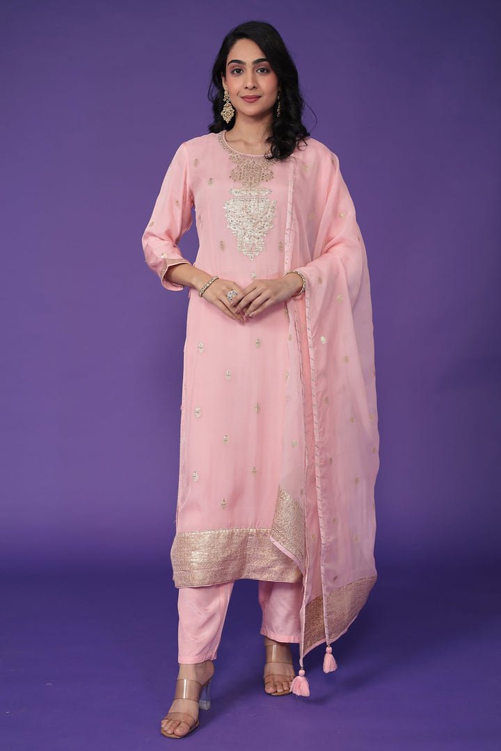 Handloom Organza Suit with Zardozi work