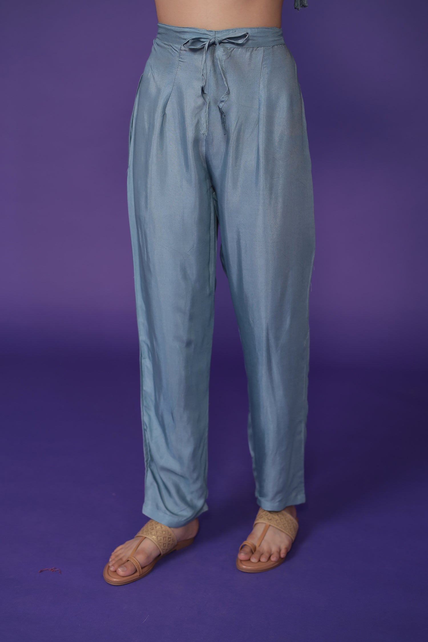 Printed Chinon Kurta Set Stitched with Embroidered work