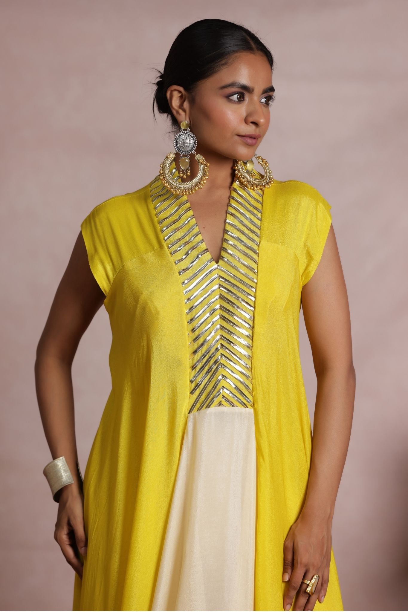 Flared Chinon Indowestern with Embellished work