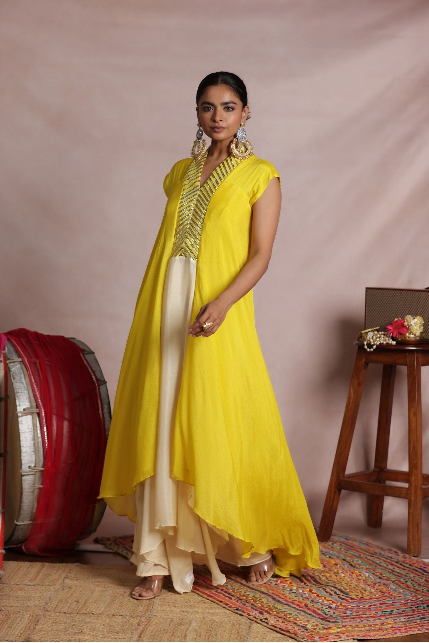 Flared Chinon Indowestern with Embellished work