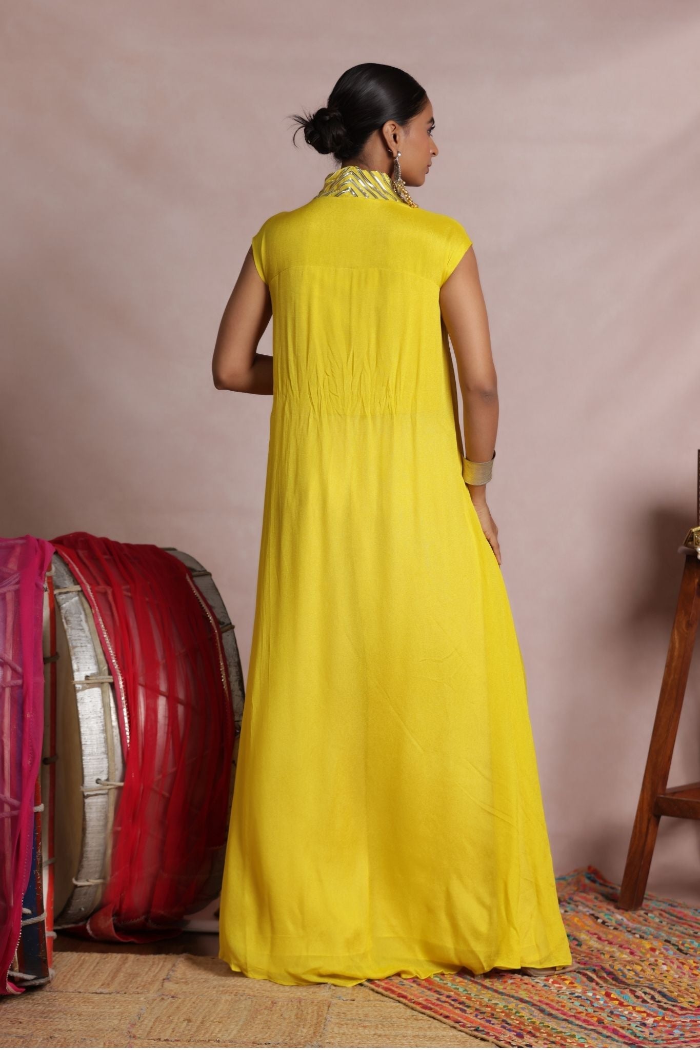 Flared Chinon Indowestern with Embellished work