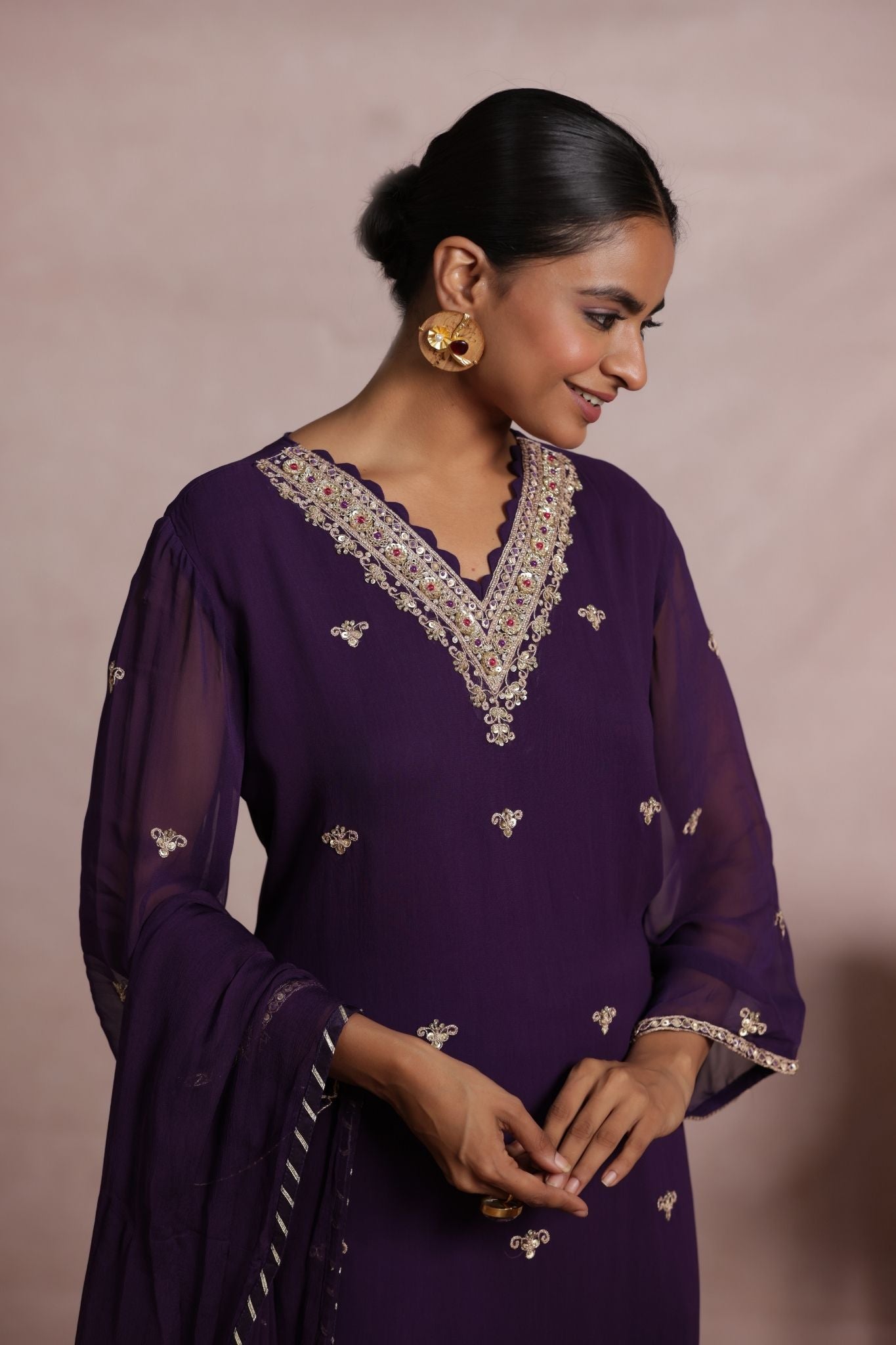 Georgette Patiala Suit with Embroidered work