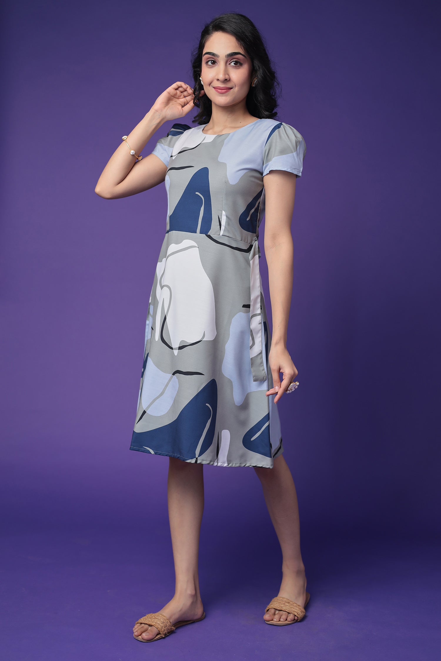 Printed Cotton Slub Dress