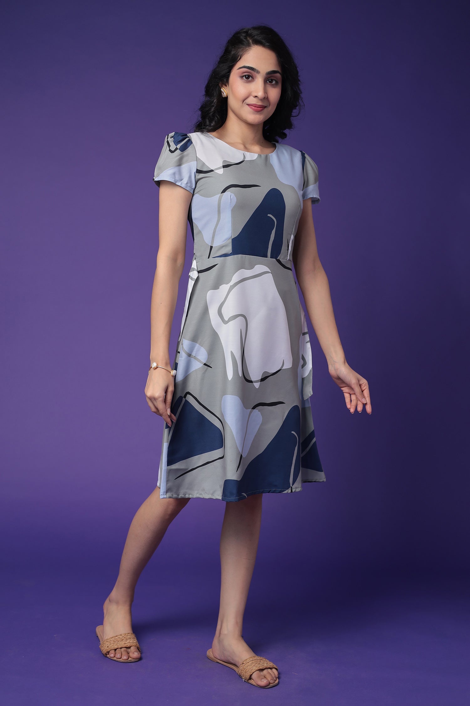 Printed Cotton Slub Dress