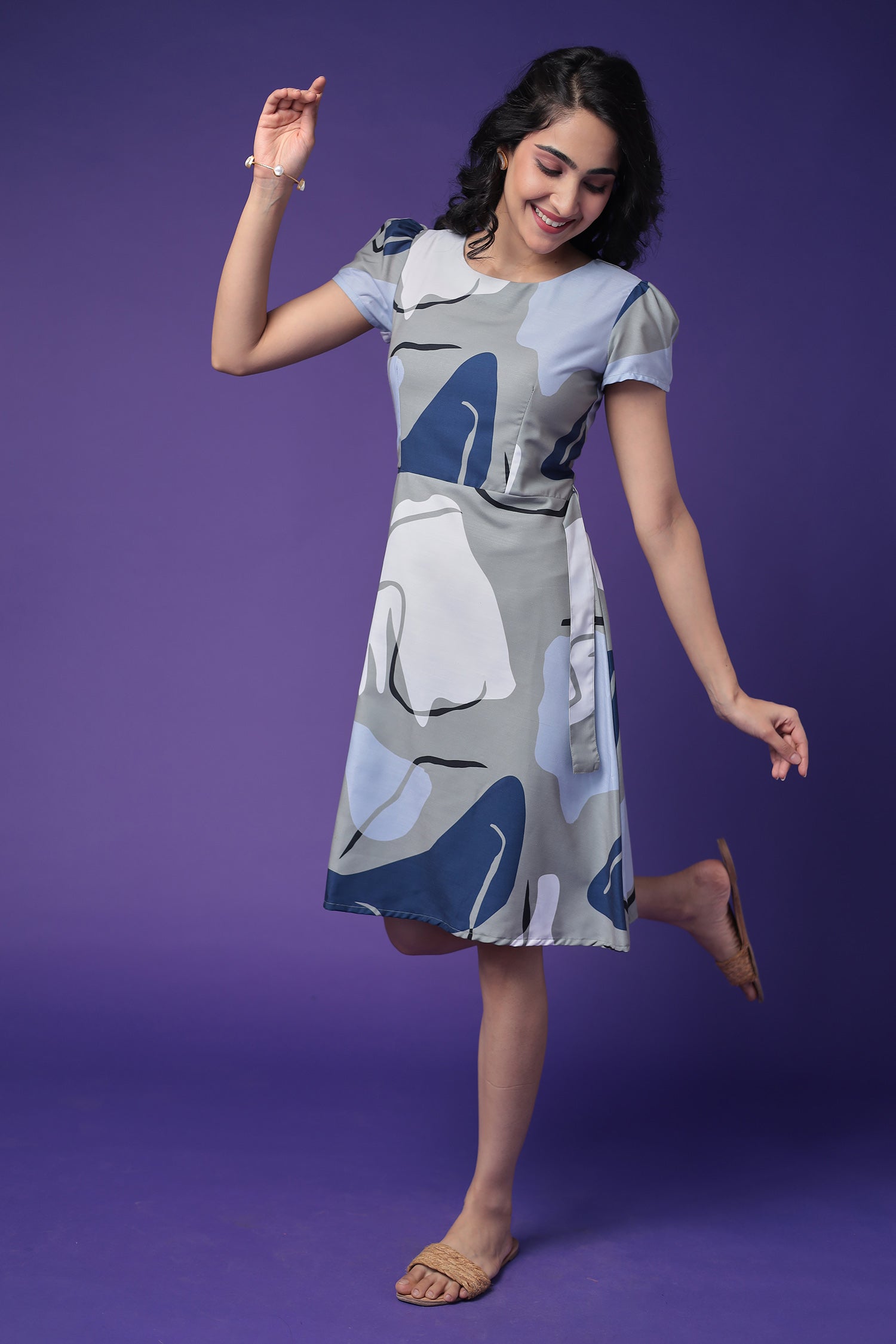 Printed Cotton Slub Dress