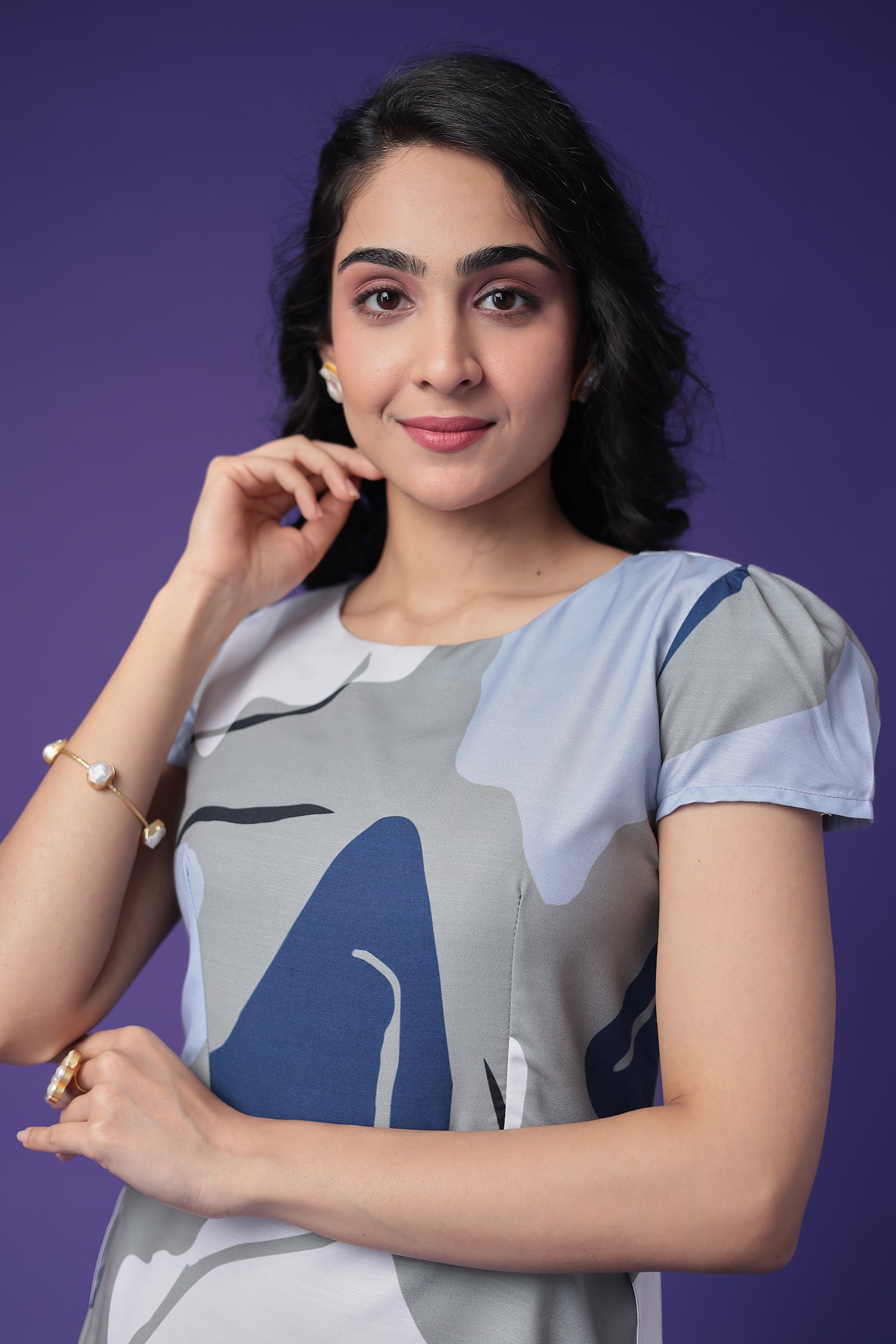 Printed Cotton Slub Dress