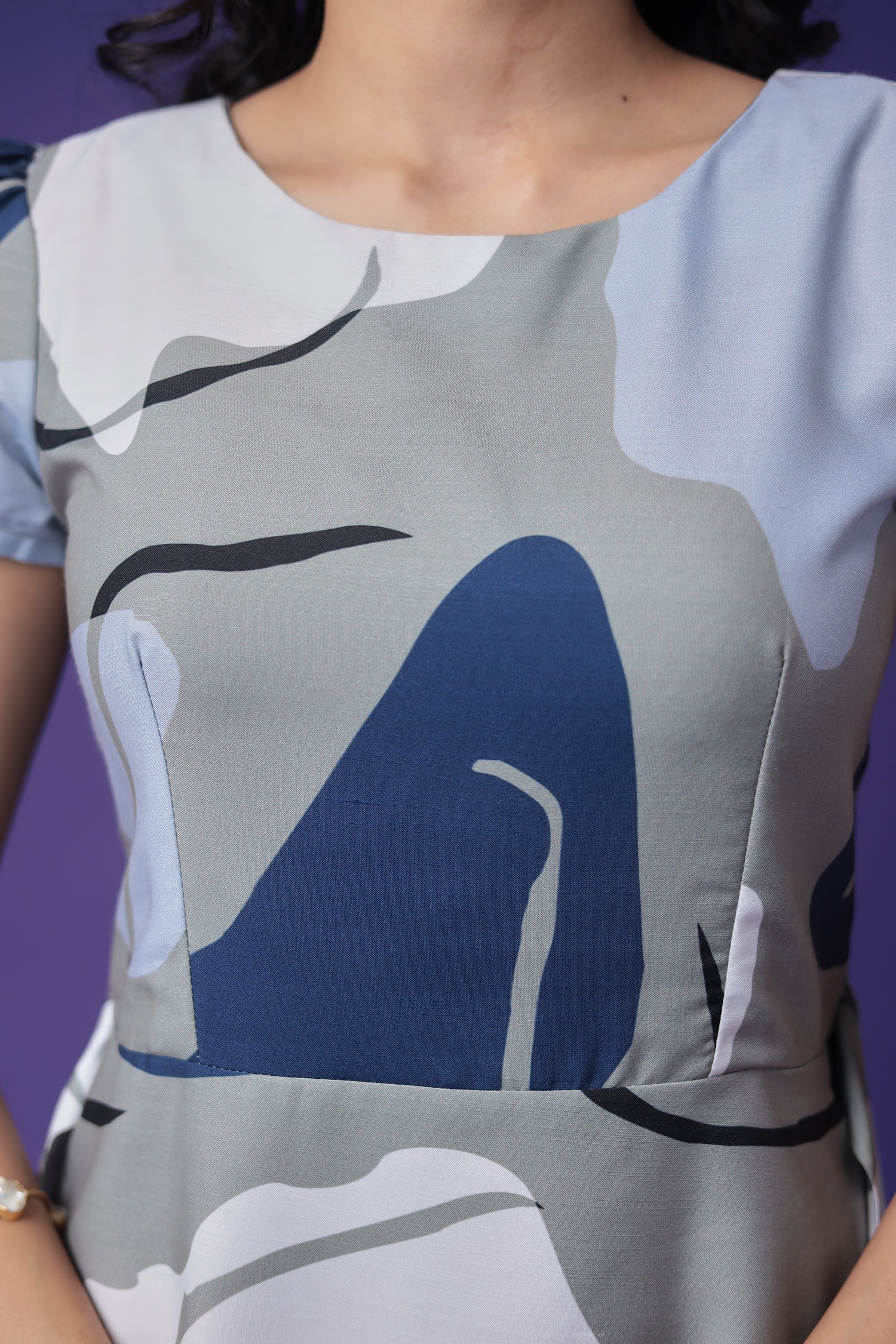 Printed Cotton Slub Dress