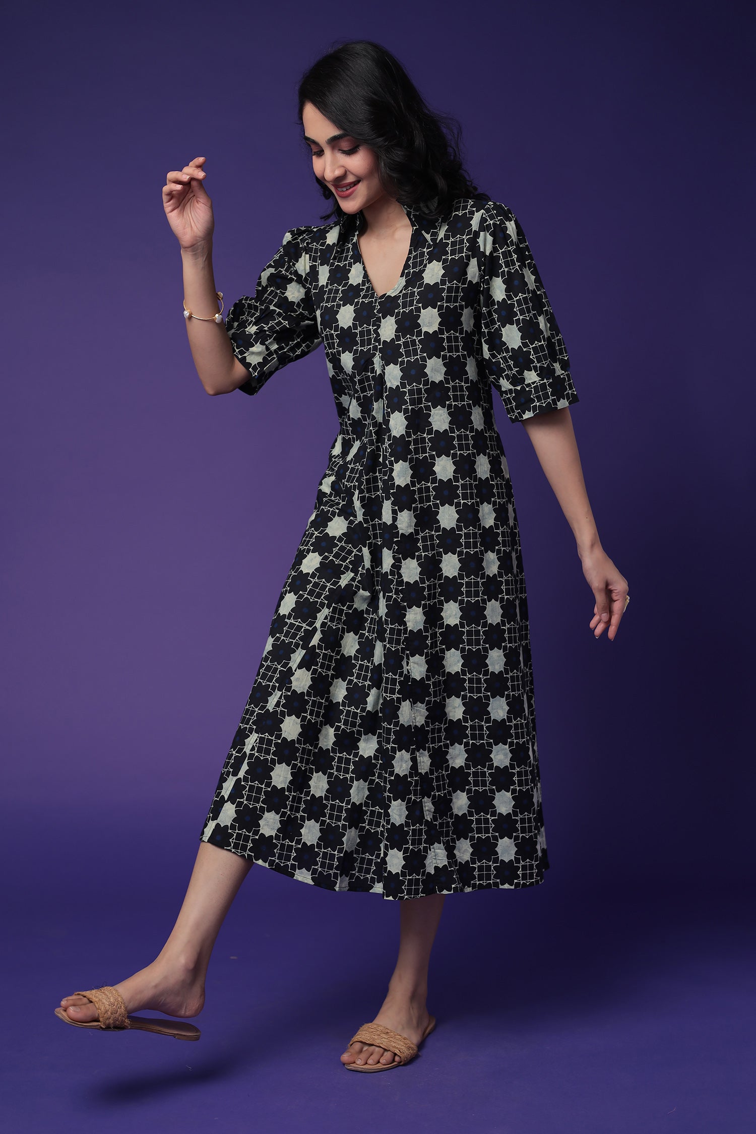 Printed Cotton Western Dress