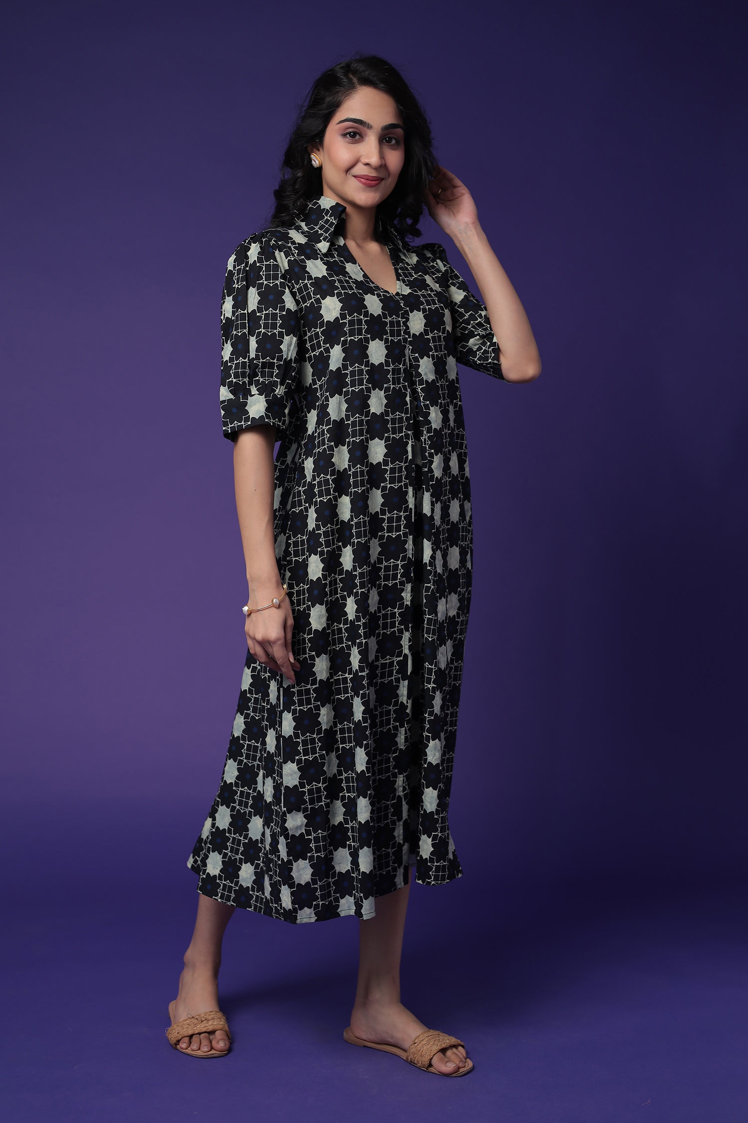 Printed Cotton Western Dress