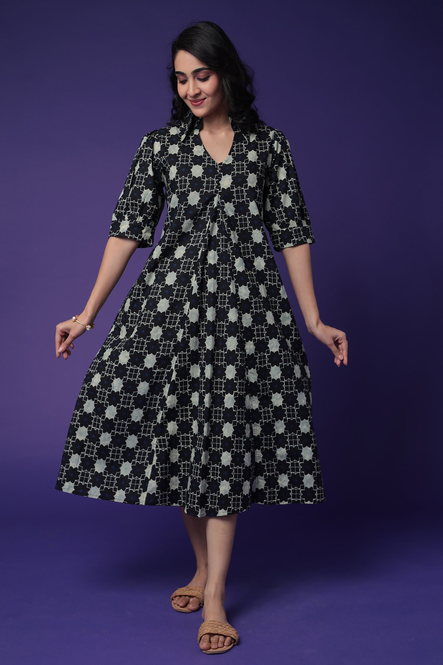 Printed Cotton Western Dress