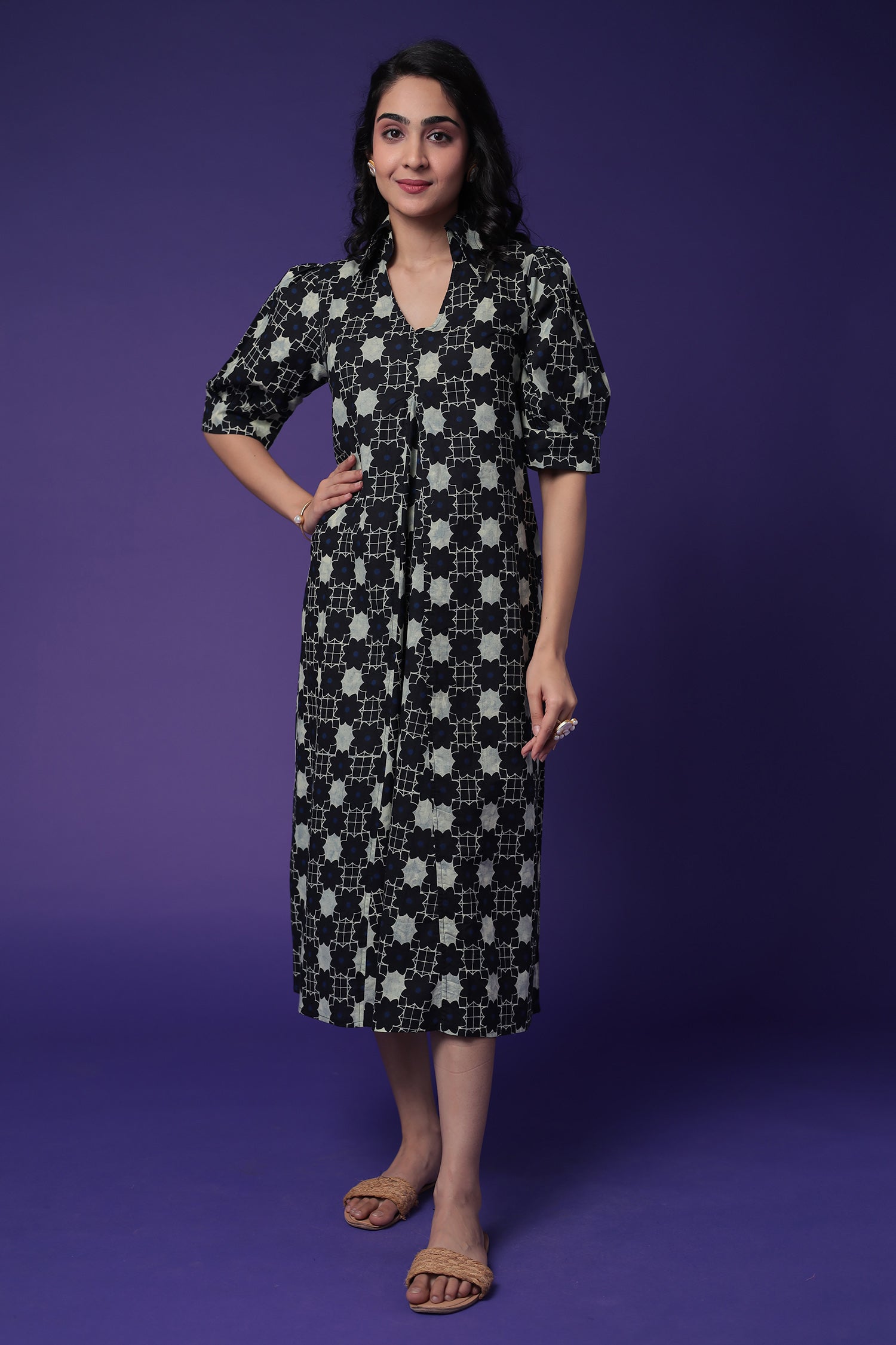 Printed Cotton Western Dress