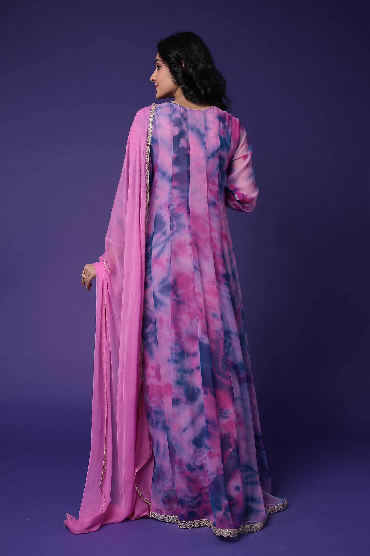 Anarkali Tie & Dye Georgette Suit Embroidered with Dori work