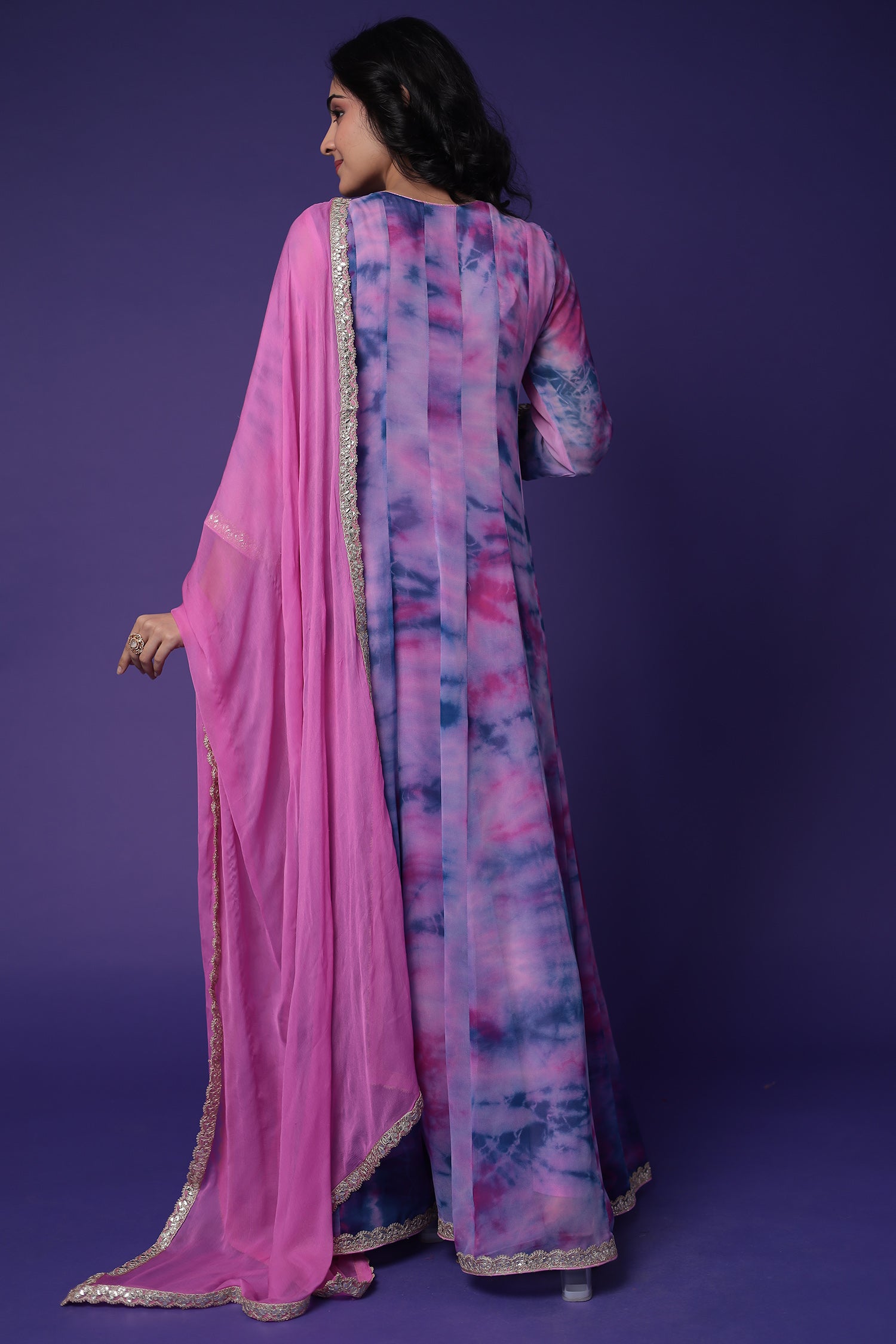 Anarkali Tie & Dye Georgette Suit Embroidered with Dori work