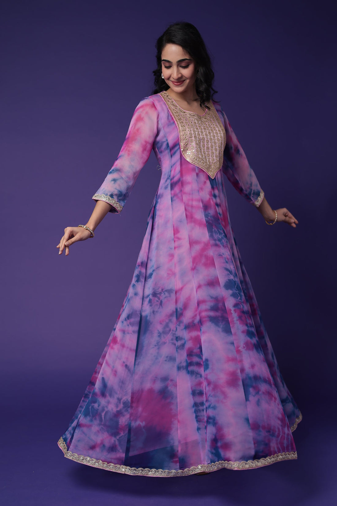 Anarkali Tie & Dye Georgette Suit Embroidered with Dori work