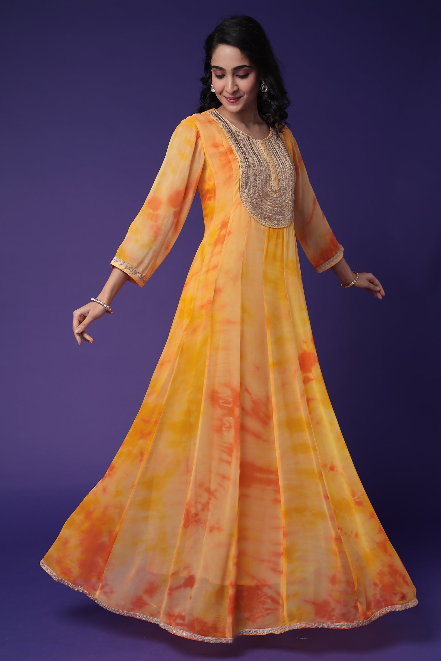 Anarkali Tie & Dye Georgette Suit Embroidered with Dori work