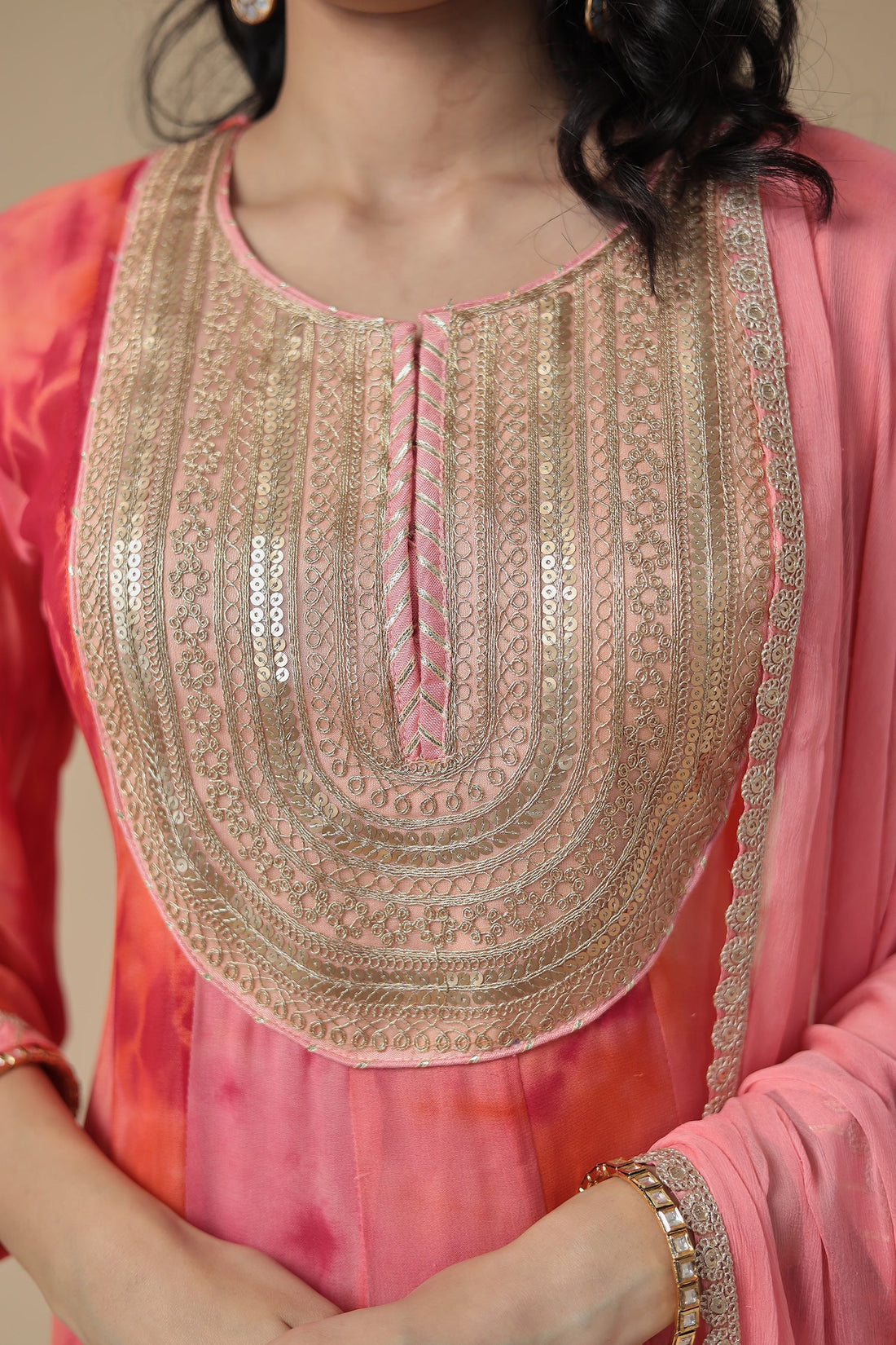 Anarkali Tie & Dye Georgette Suit Embroidered with Dori work