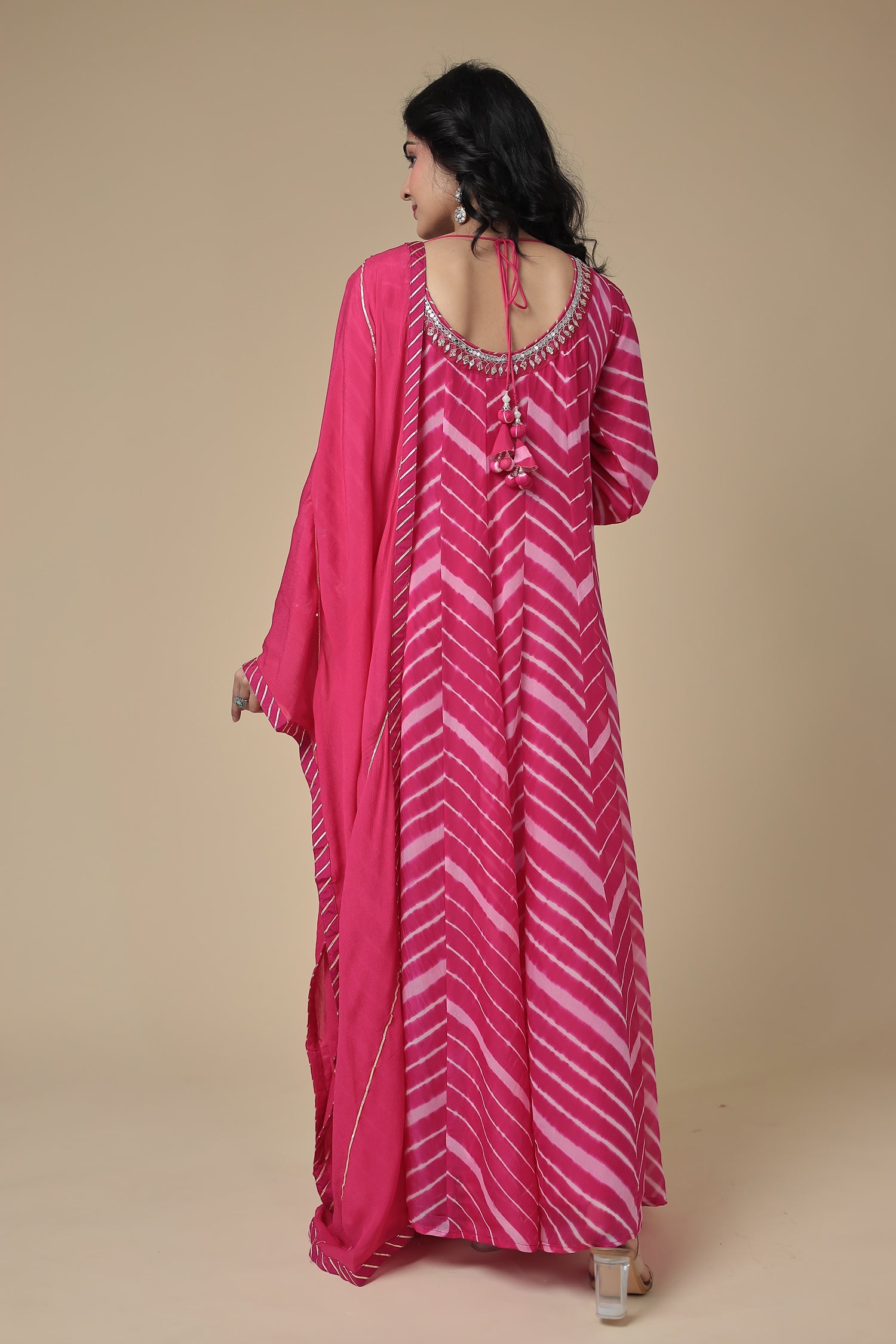 Leheriya Anarkali Organza Suit with Zardozi and Embroidered work