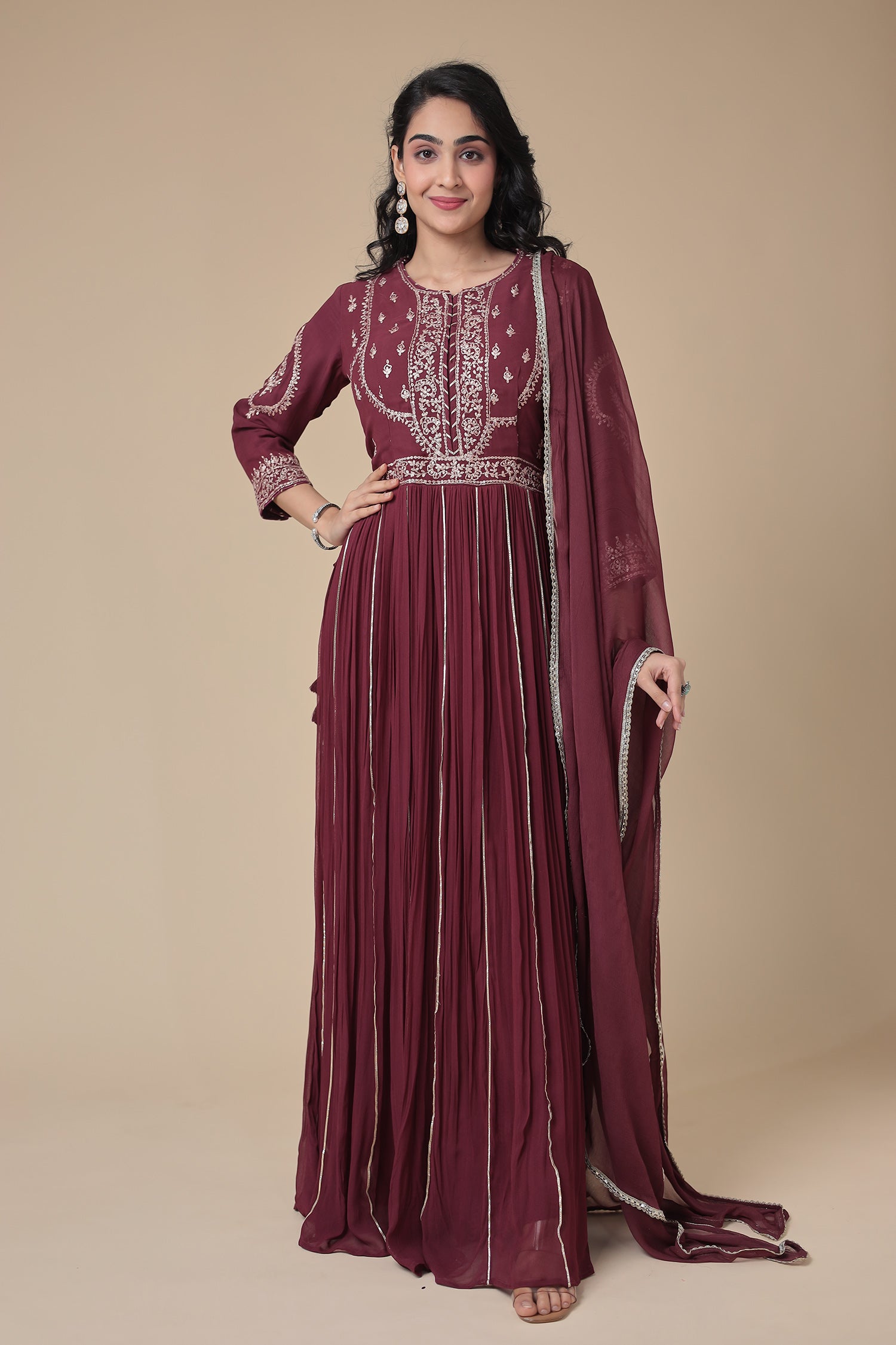 Georgette Suit Embroidered with Gota and Pittan work