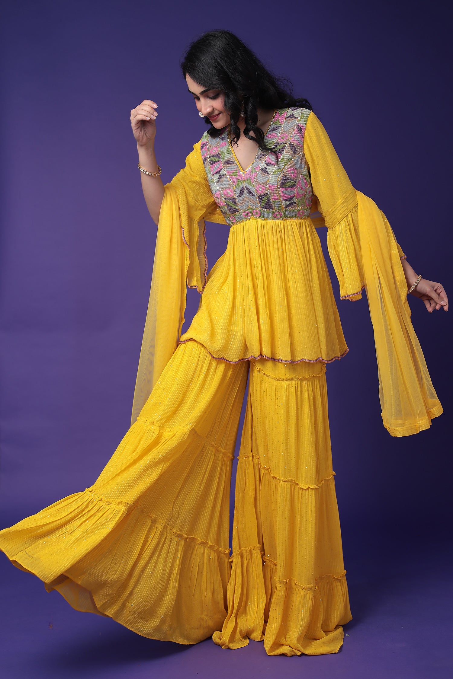 Peplum Georgette Suit with Embroidered work