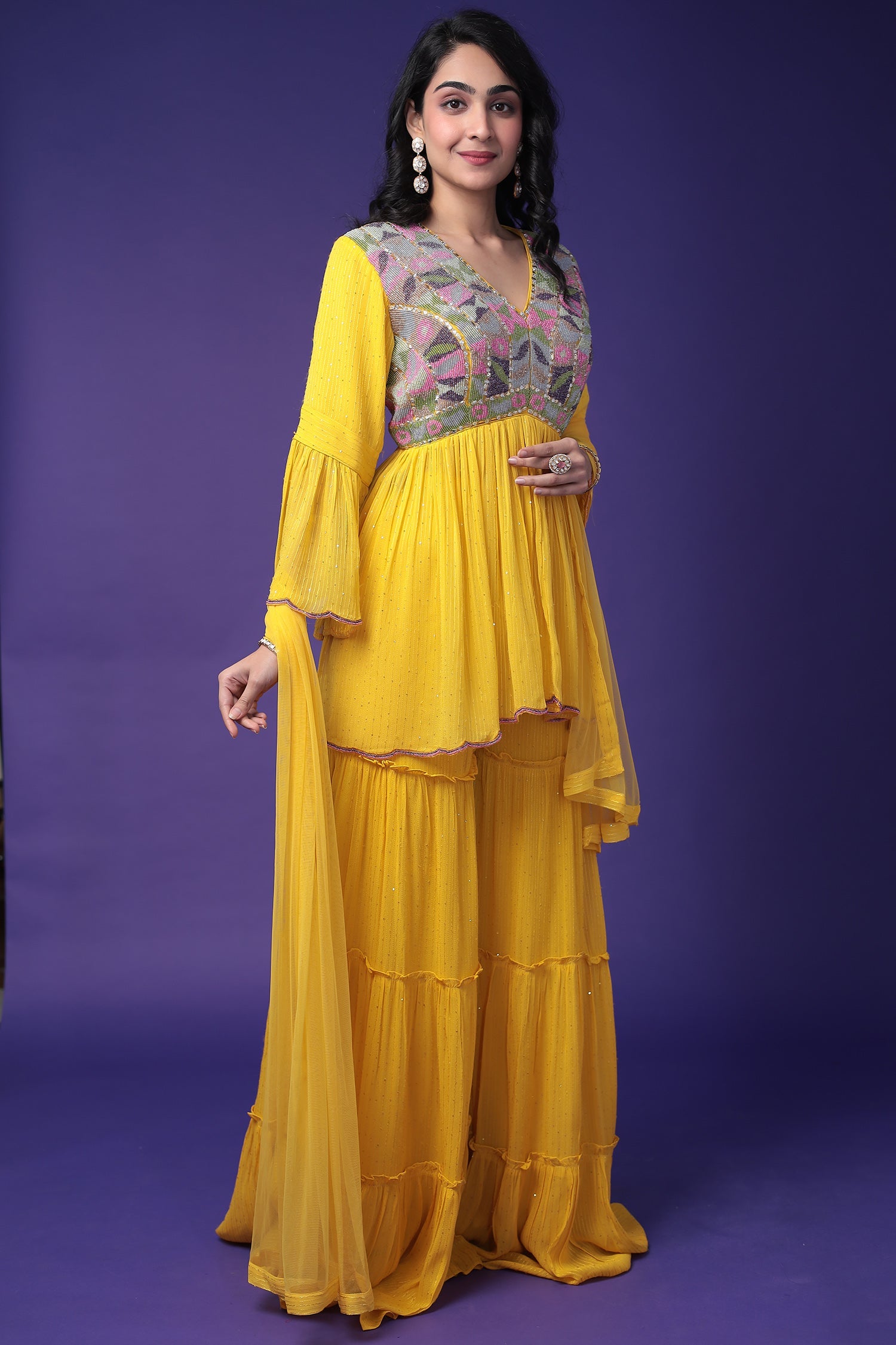 Peplum Georgette Suit with Embroidered work