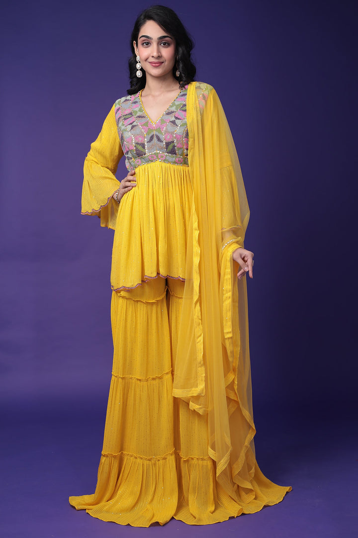 Peplum Georgette Suit with Embroidered work
