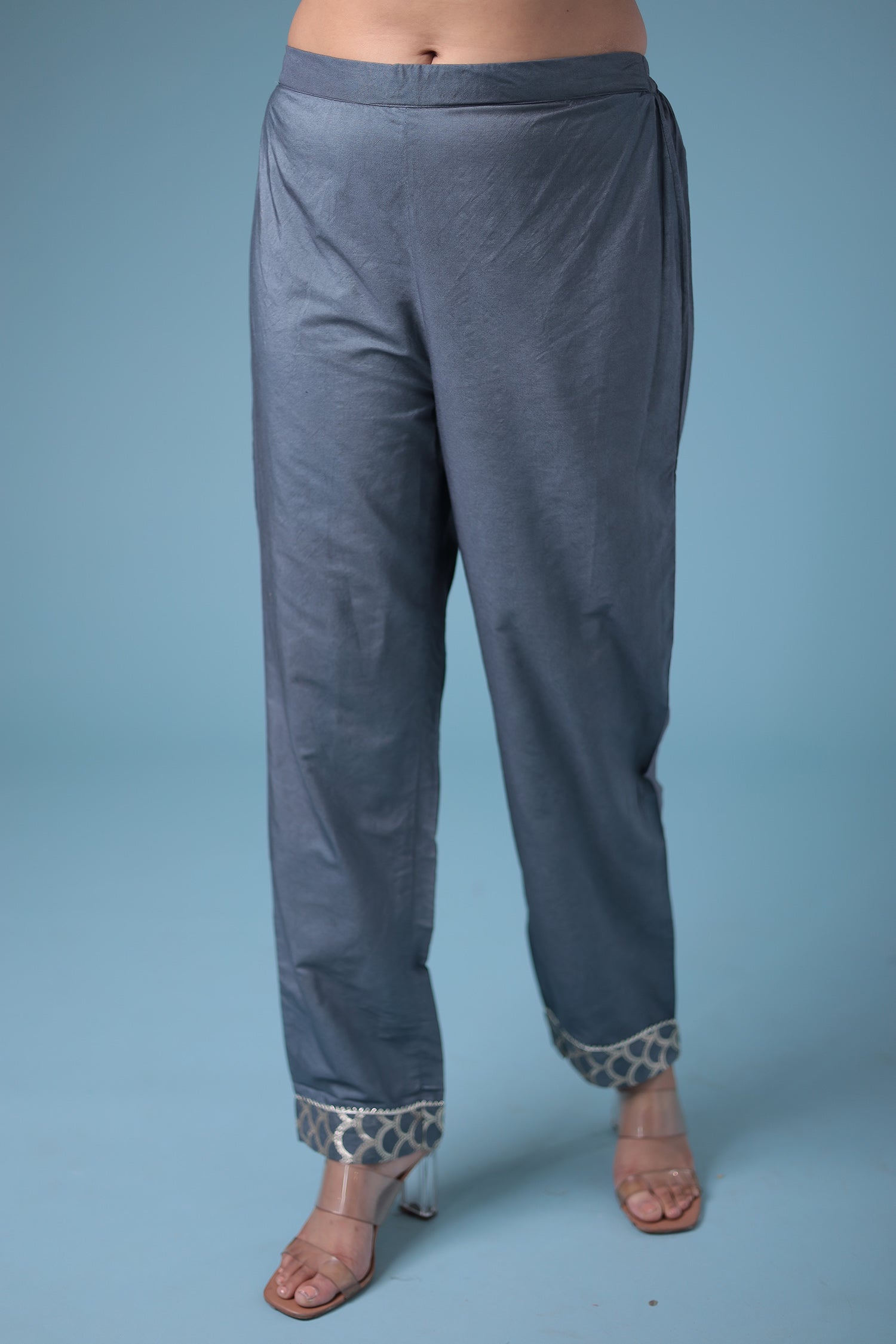 Handloom Straight Cut Silk Suit with Gota Patti work