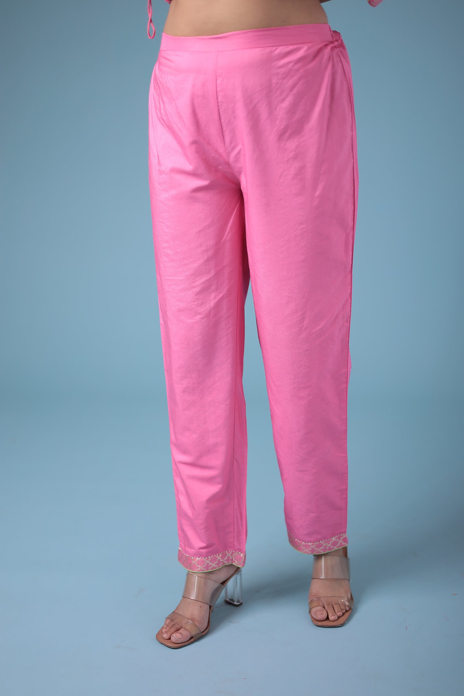 Handloom Straight Cut Silk Suit with Gota Patti work