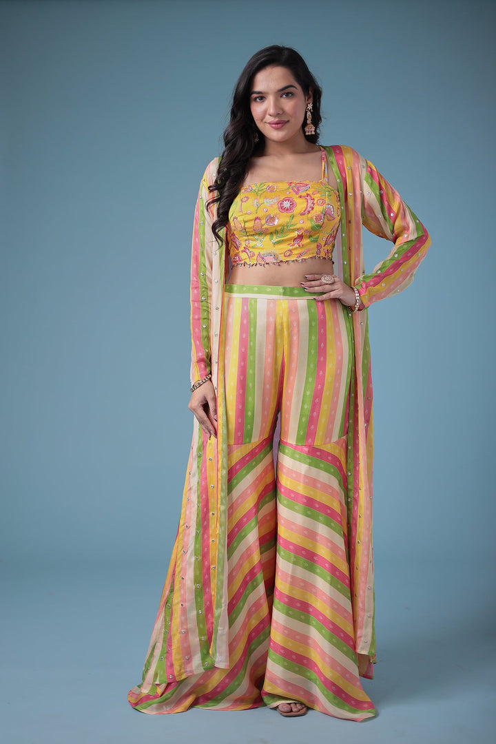 Leheriya Silk Indowestern Enhanced with Cutdana and Sequins work
