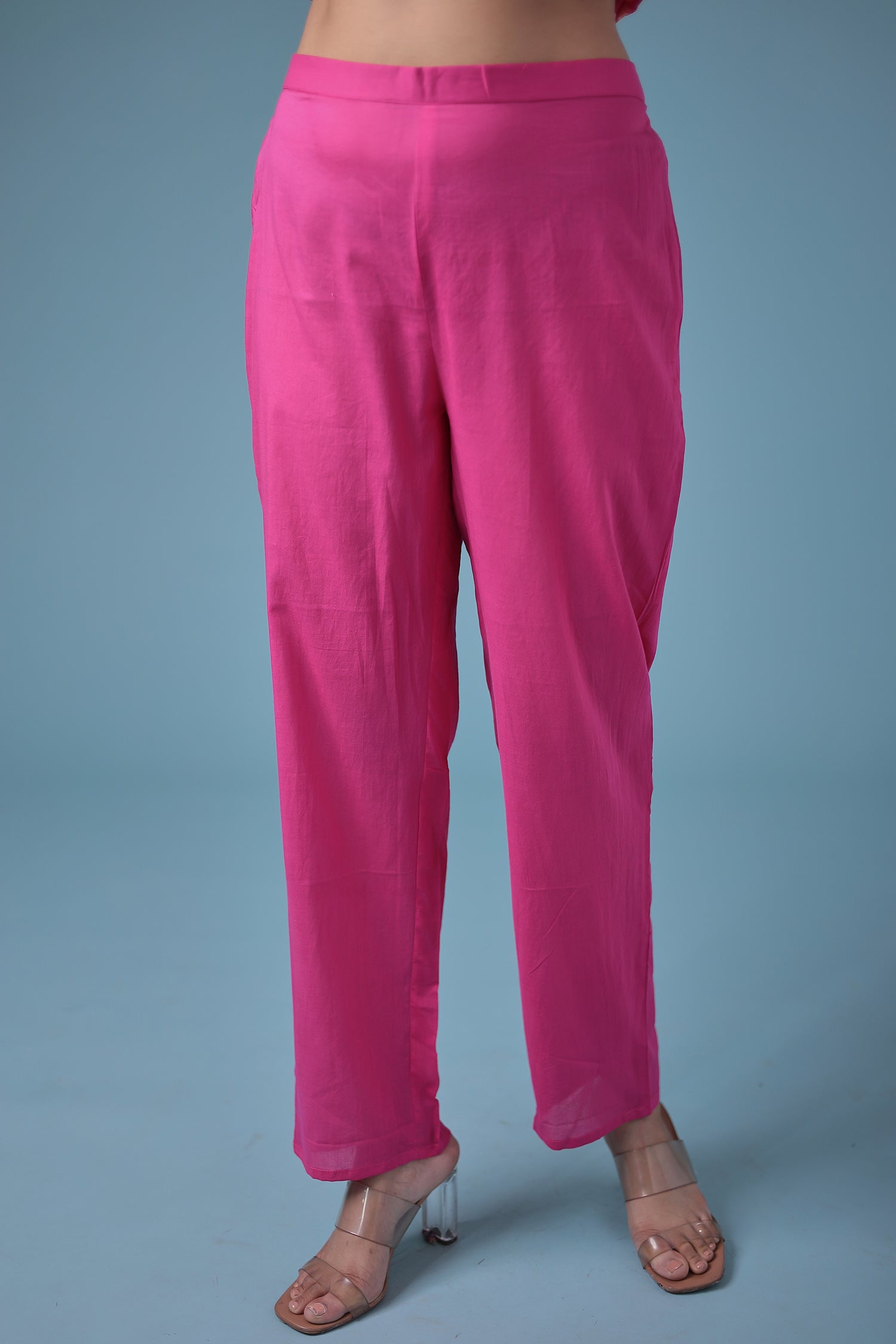 Embroidered Leheriya Chanderi Suit with Gota Patti work.