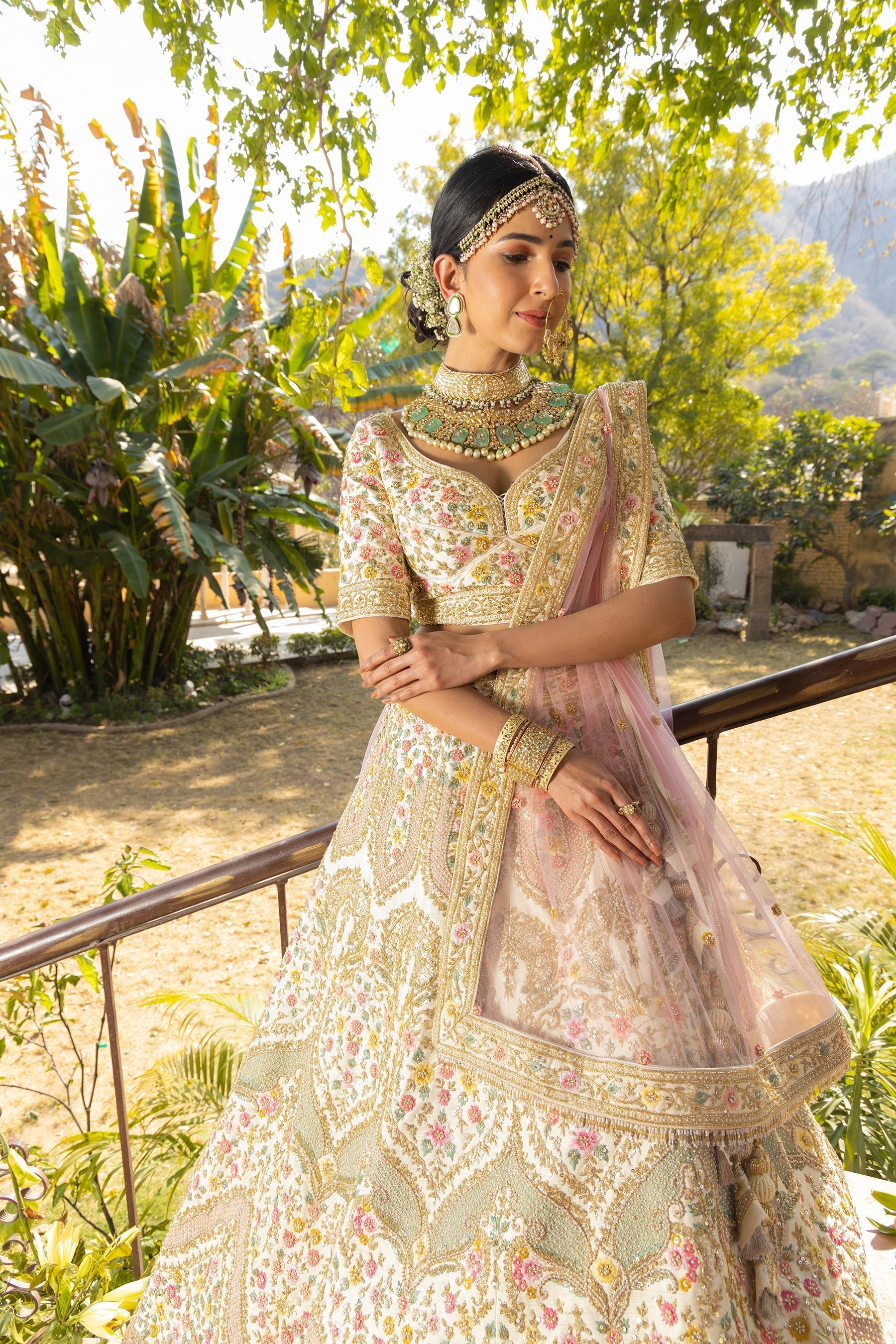 Raw silk  Lehenga with Cutdana, Dori, Pearl, Sequins, Thread work.