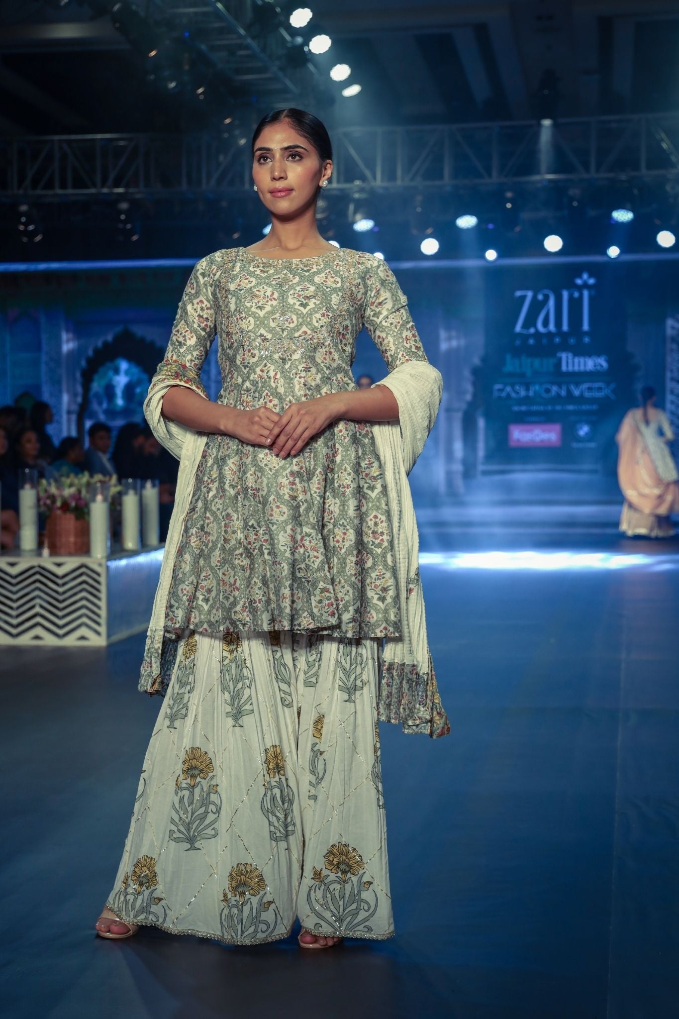 Embroidered Printed Chanderi Suit with Gota Patti work