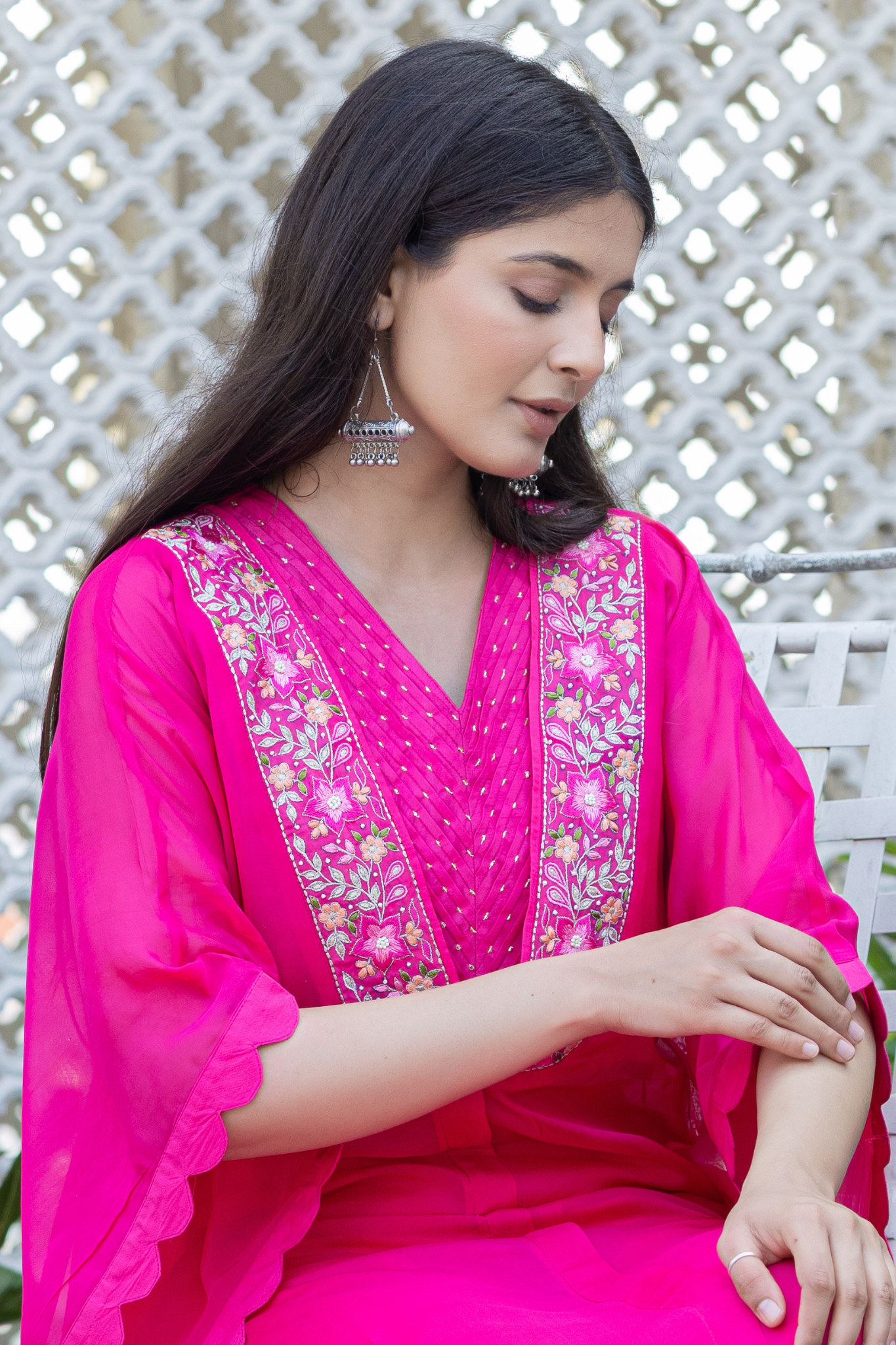 Silk Blend Kurta Set Stitched with Embroidered work