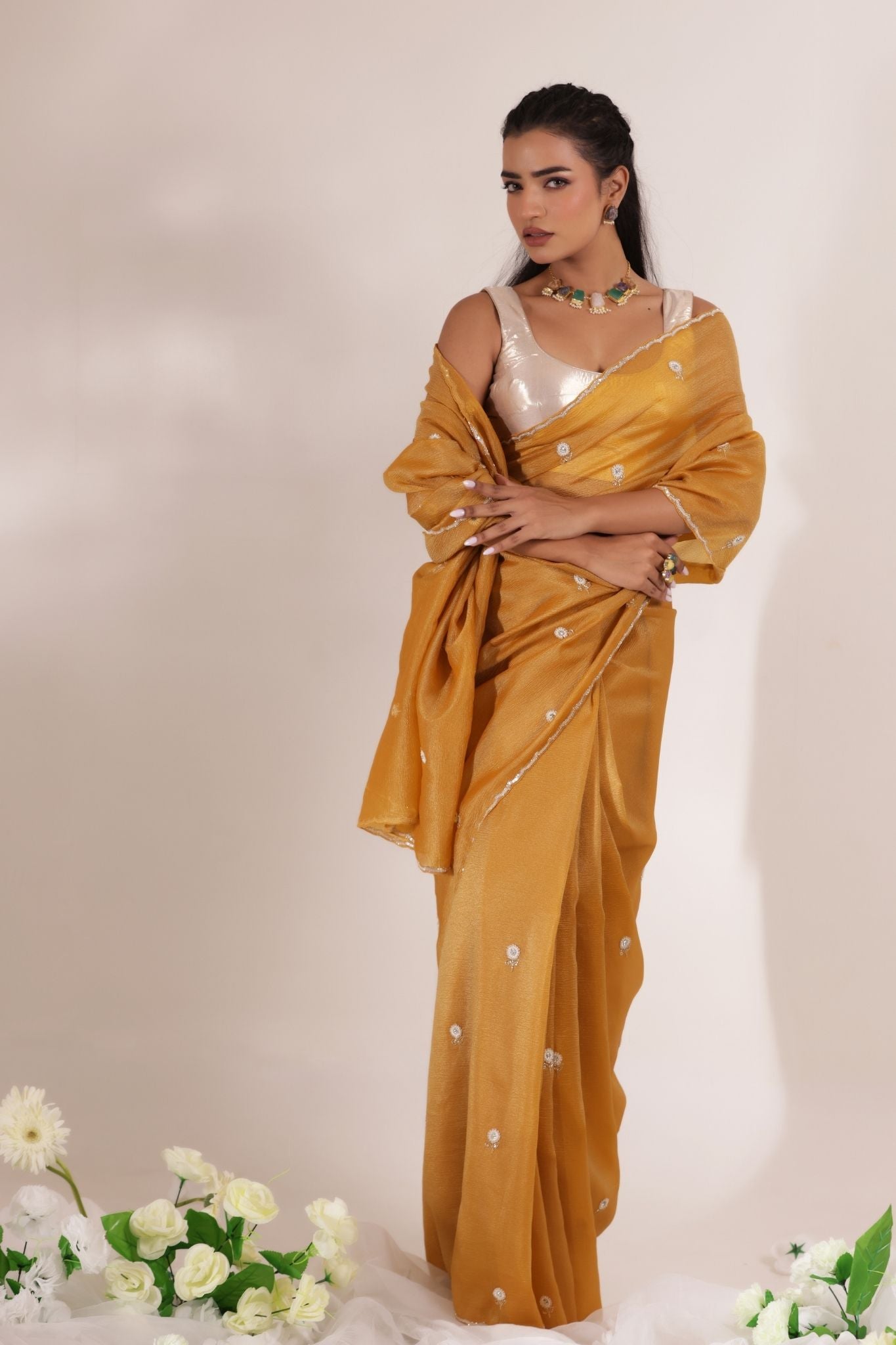 Tissue Saree with Embellished work