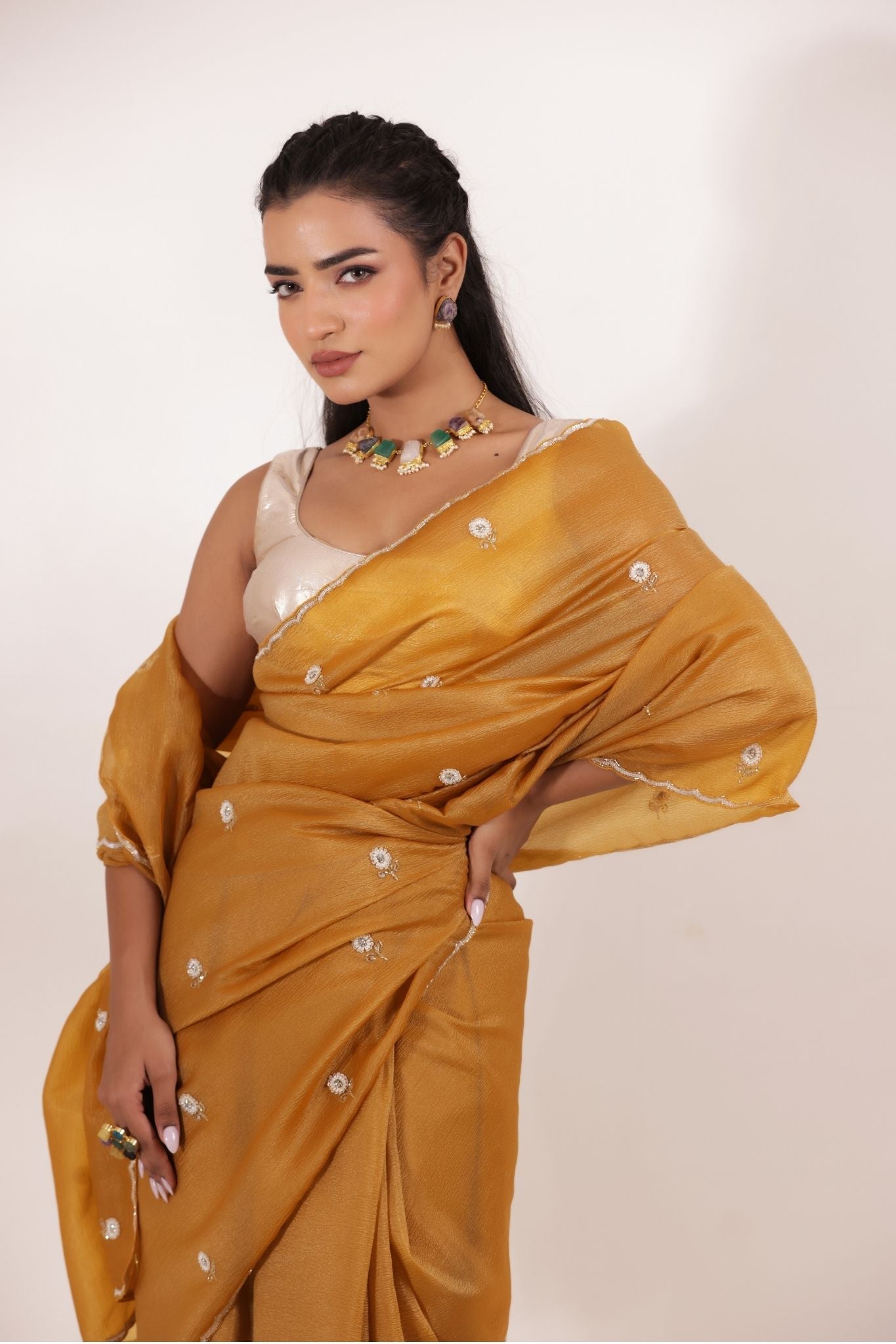 Tissue Saree with Embellished work