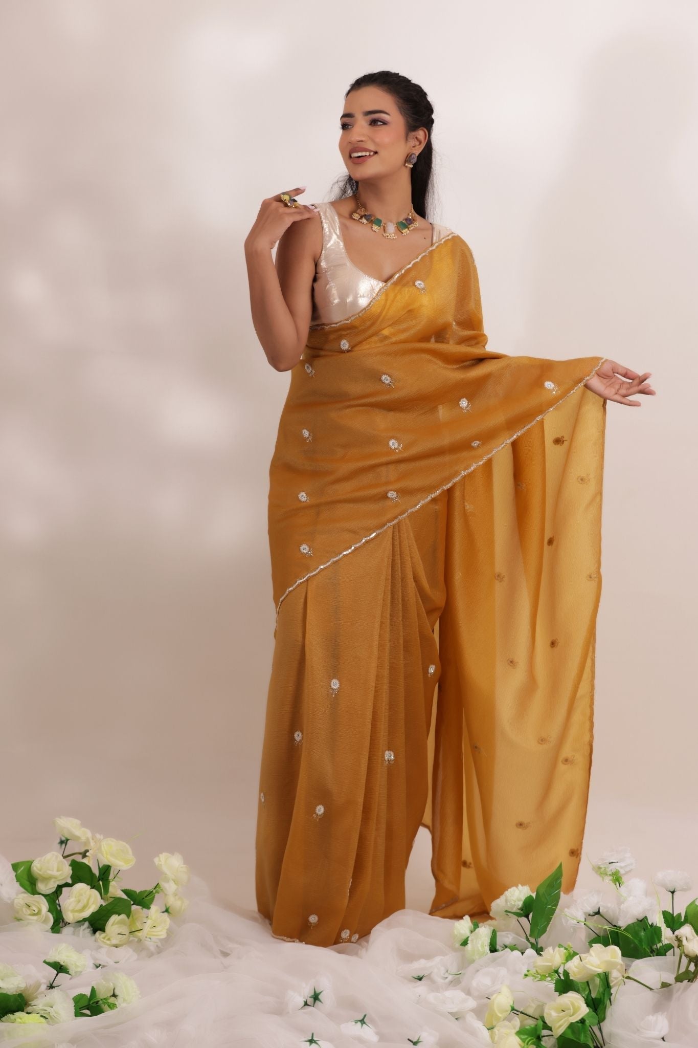 Tissue Saree with Embellished work