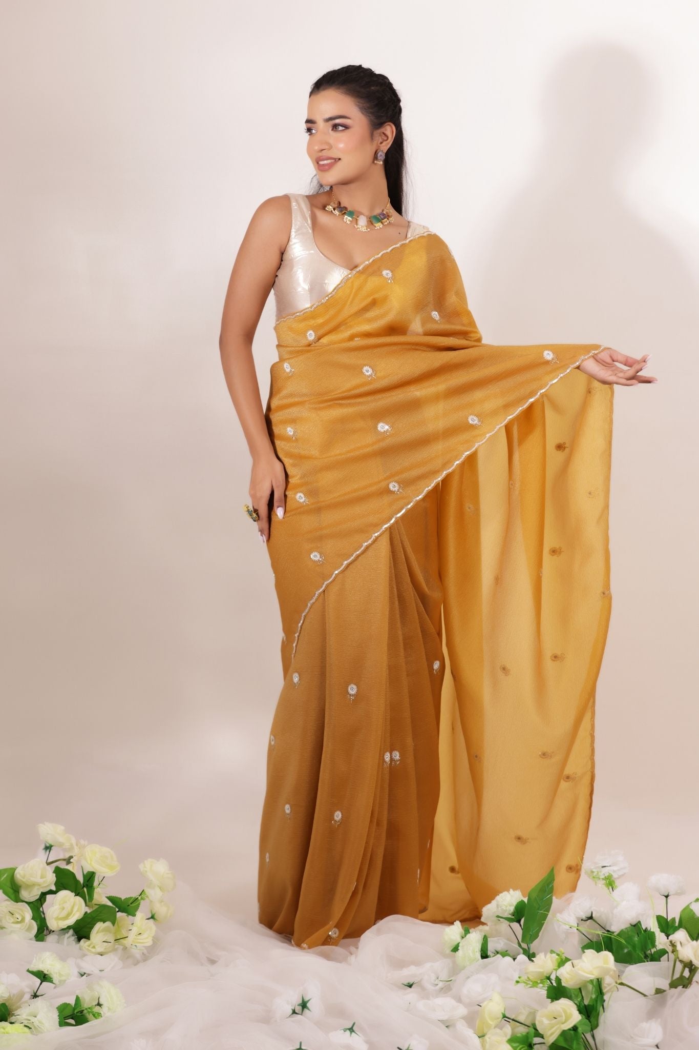 Tissue Saree with Embellished work
