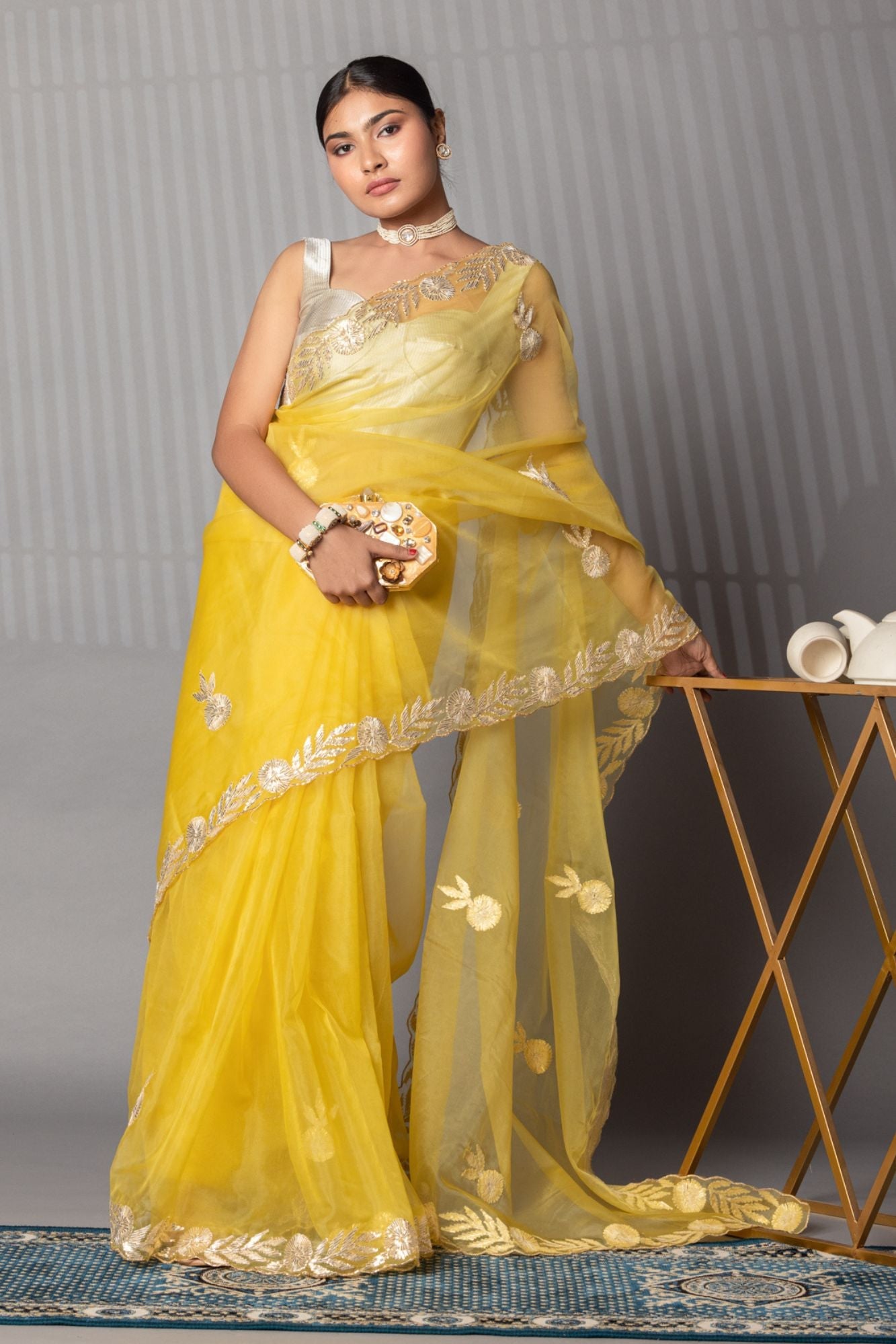 Elegant Gota Work Organza Saree