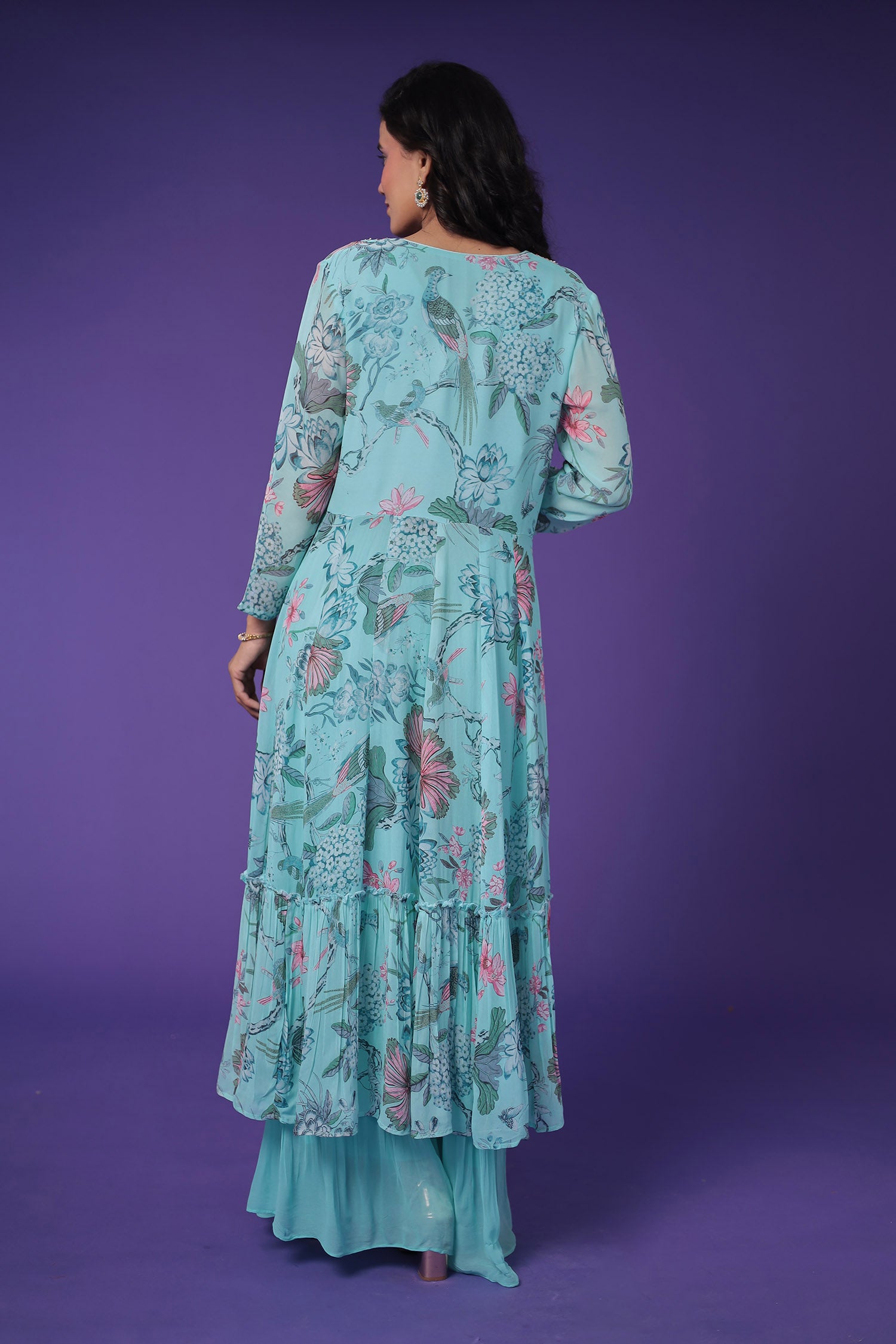 Printed Georgette Indowestern with Embroidered work