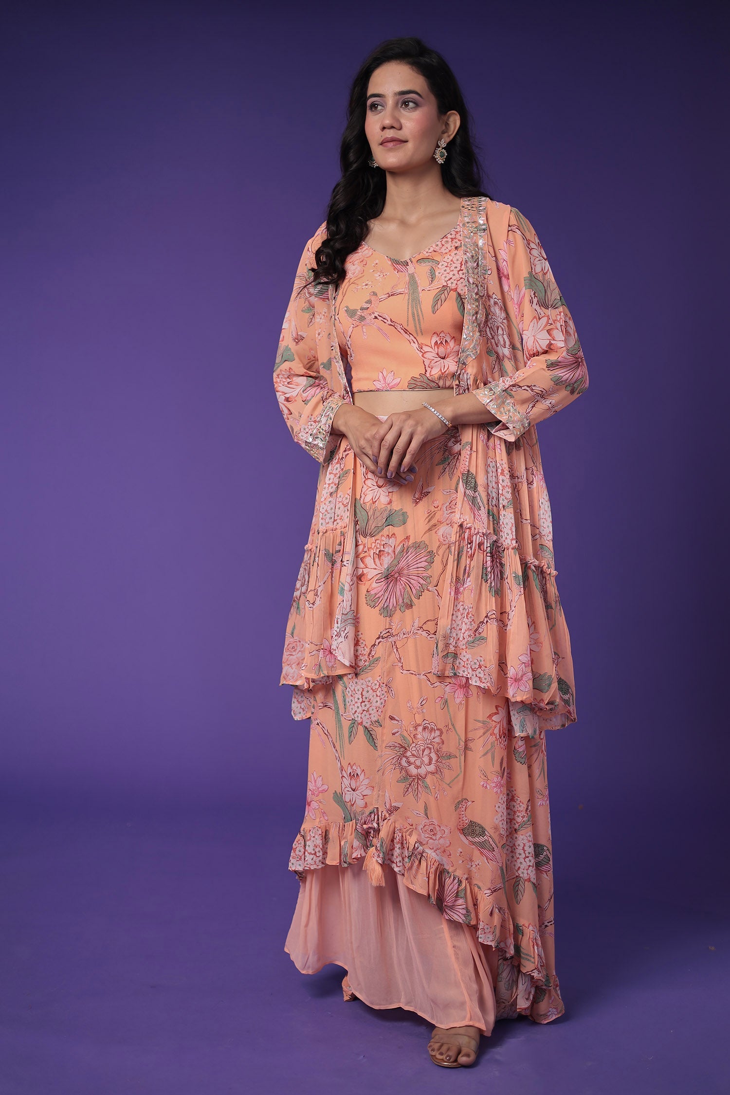 Printed Georgette Indowestern with Embroidered work