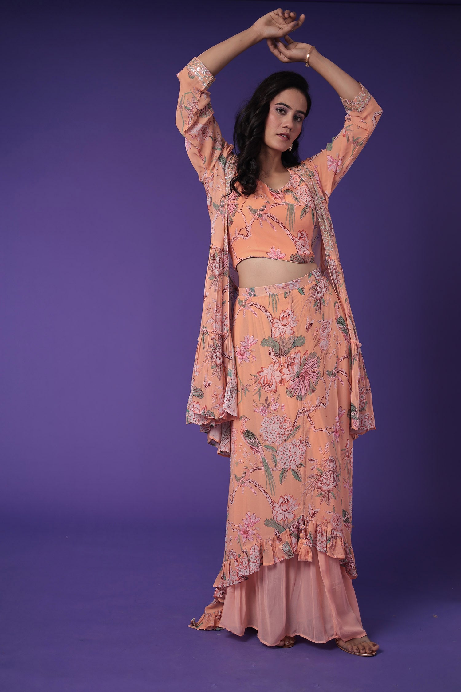 Printed Georgette Indowestern with Embroidered work