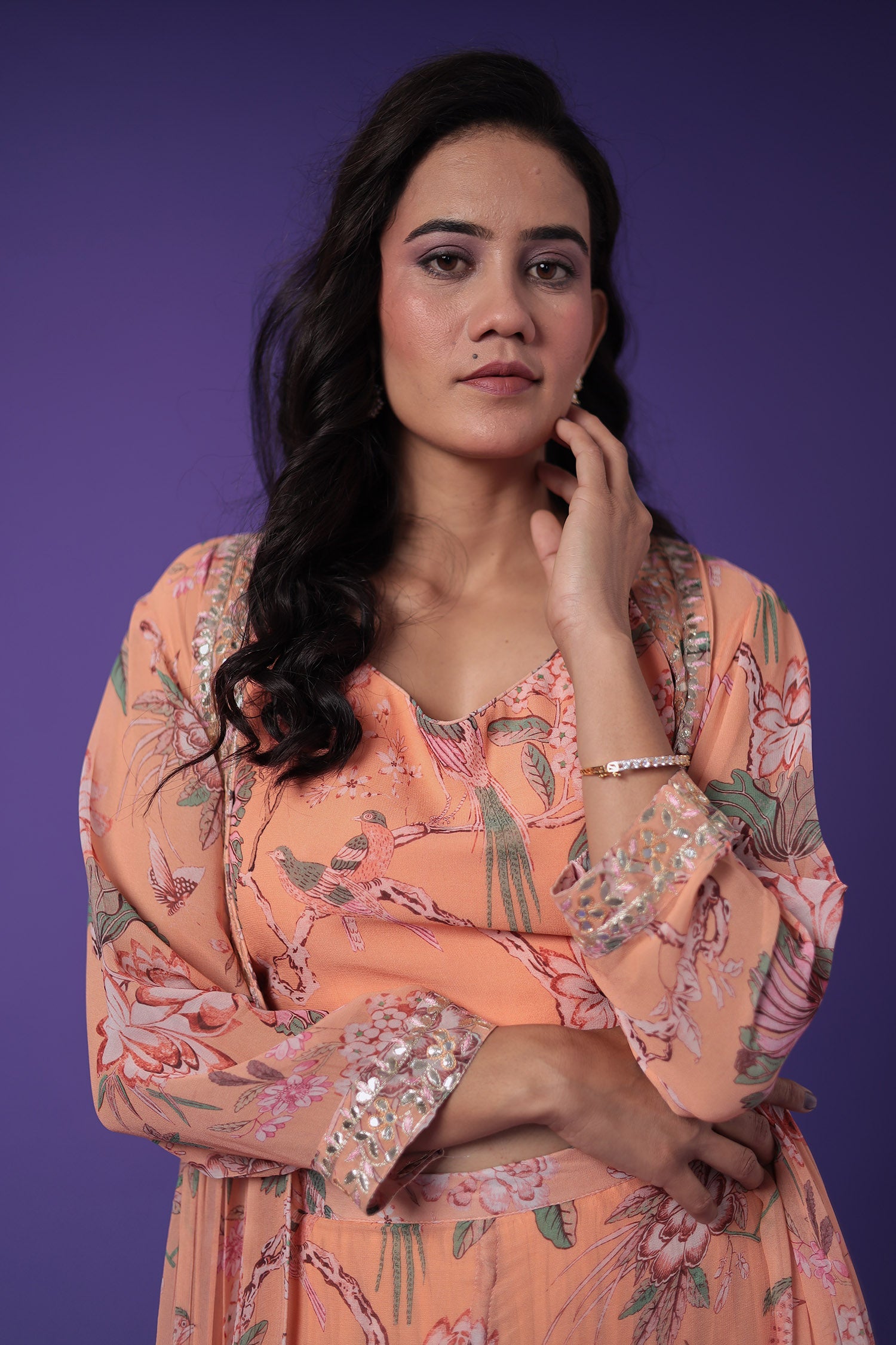 Printed Georgette Indowestern with Embroidered work