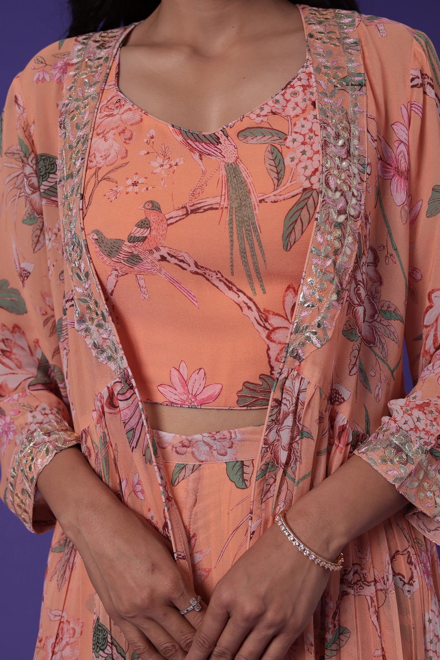 Printed Georgette Indowestern with Embroidered work