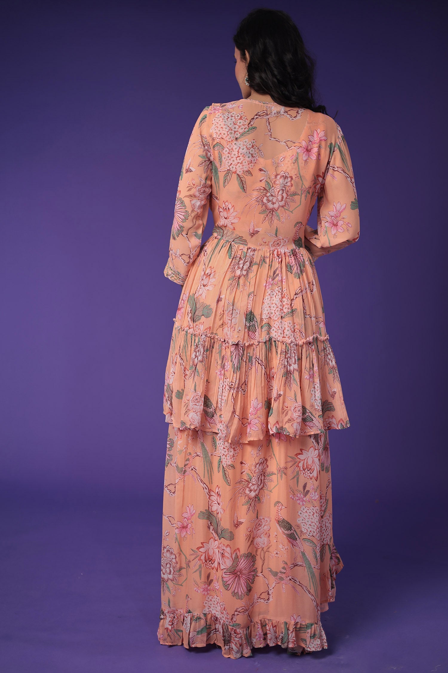 Printed Georgette Indowestern with Embroidered work