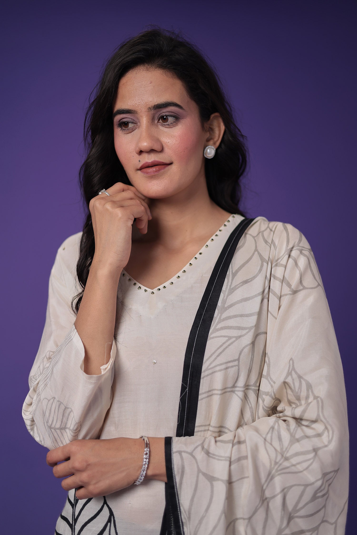 Printed Silk Blend Kurta Set Stitched